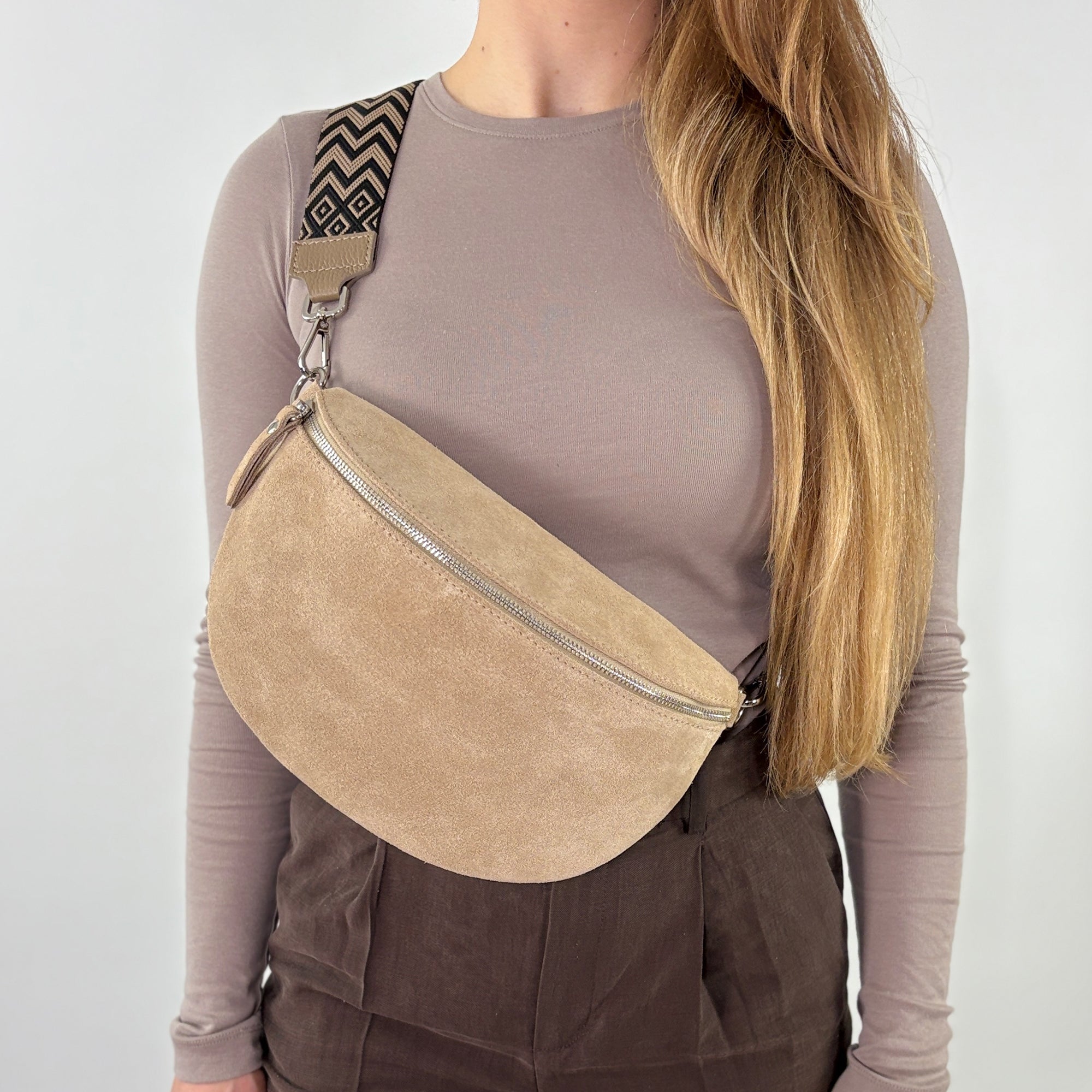 lepelou - leder - Bauchtasche - VALENTINA Wildleder Bauchtasche beige – Large - LPBVALBEIL1