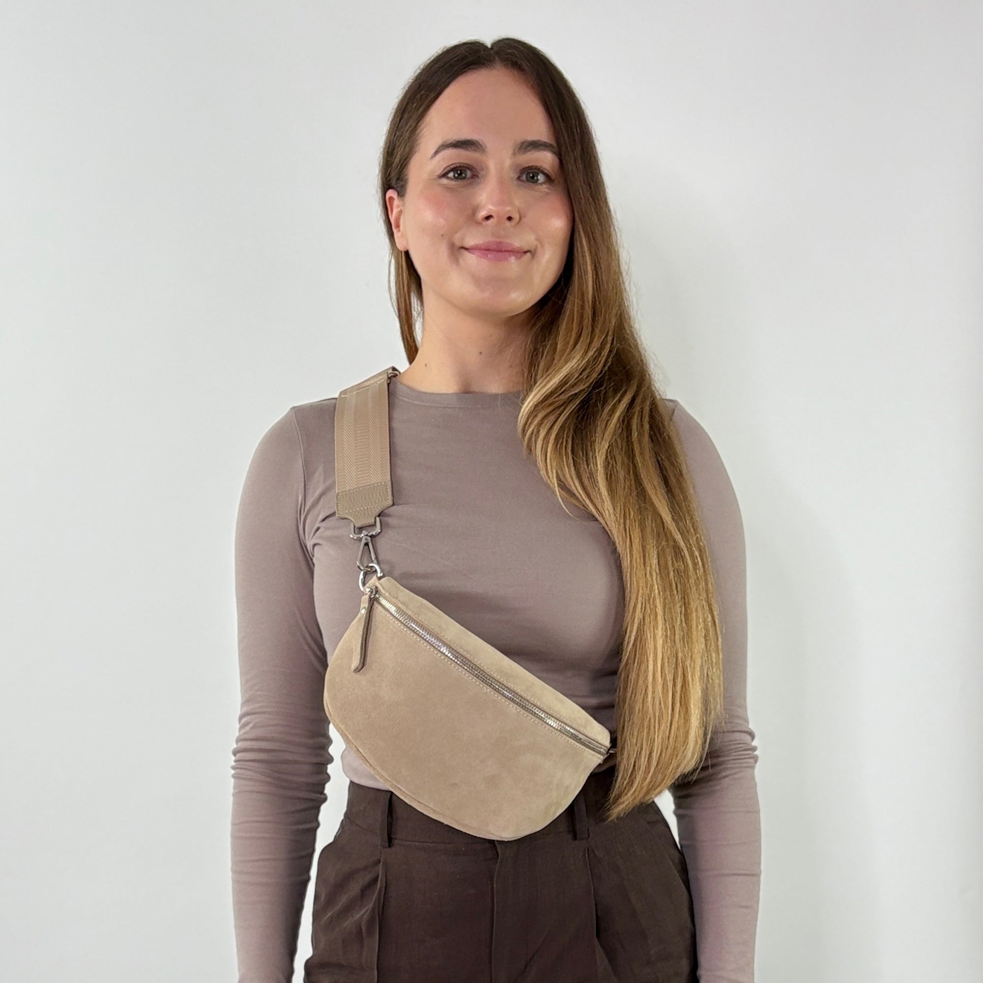 lepelou - leder - Bauchtasche - VALENTINA Wildleder Bauchtasche beige – Medium - LPBVALBEIM