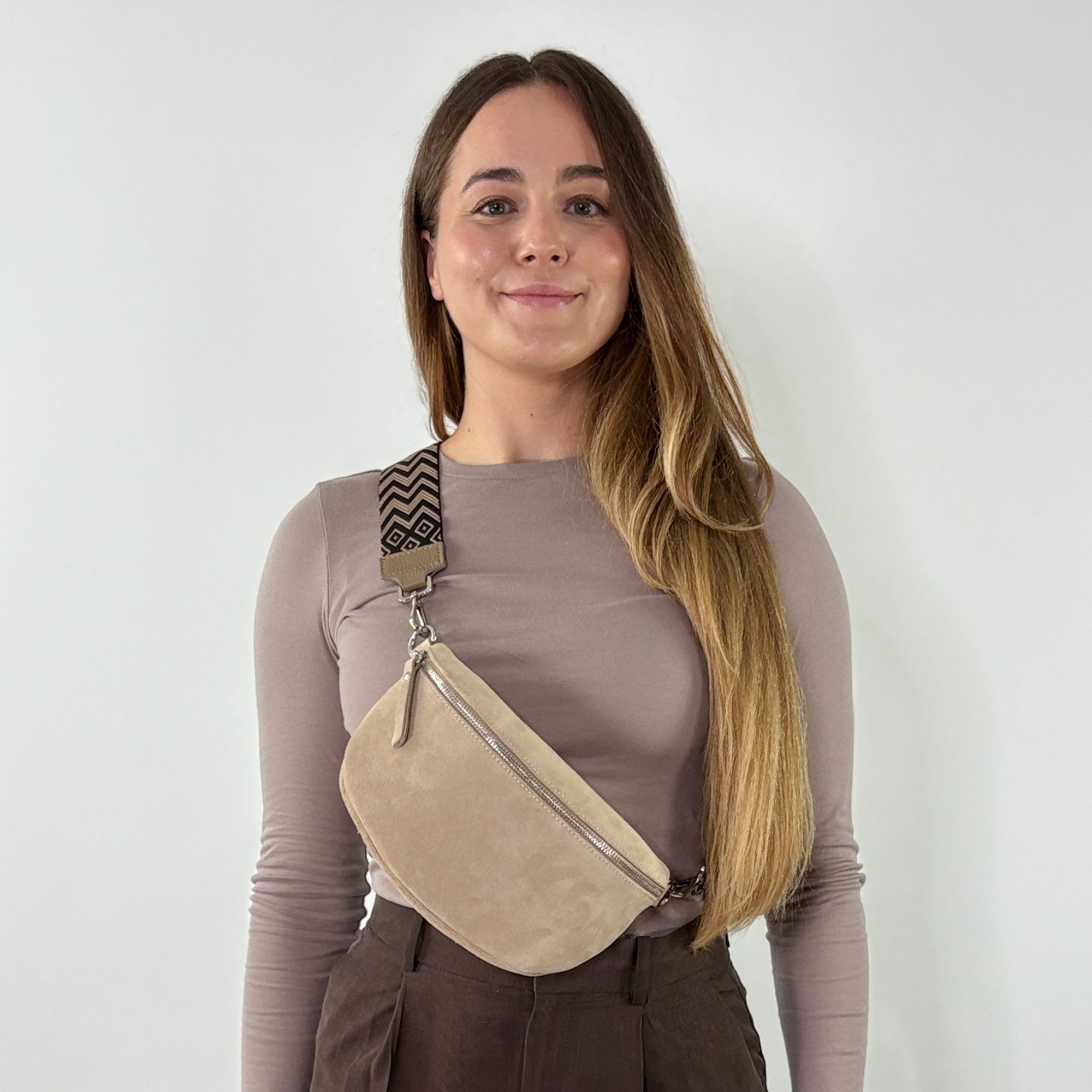 lepelou - leder - Bauchtasche - VALENTINA Wildleder Bauchtasche beige – Medium - LPBVALBEIM