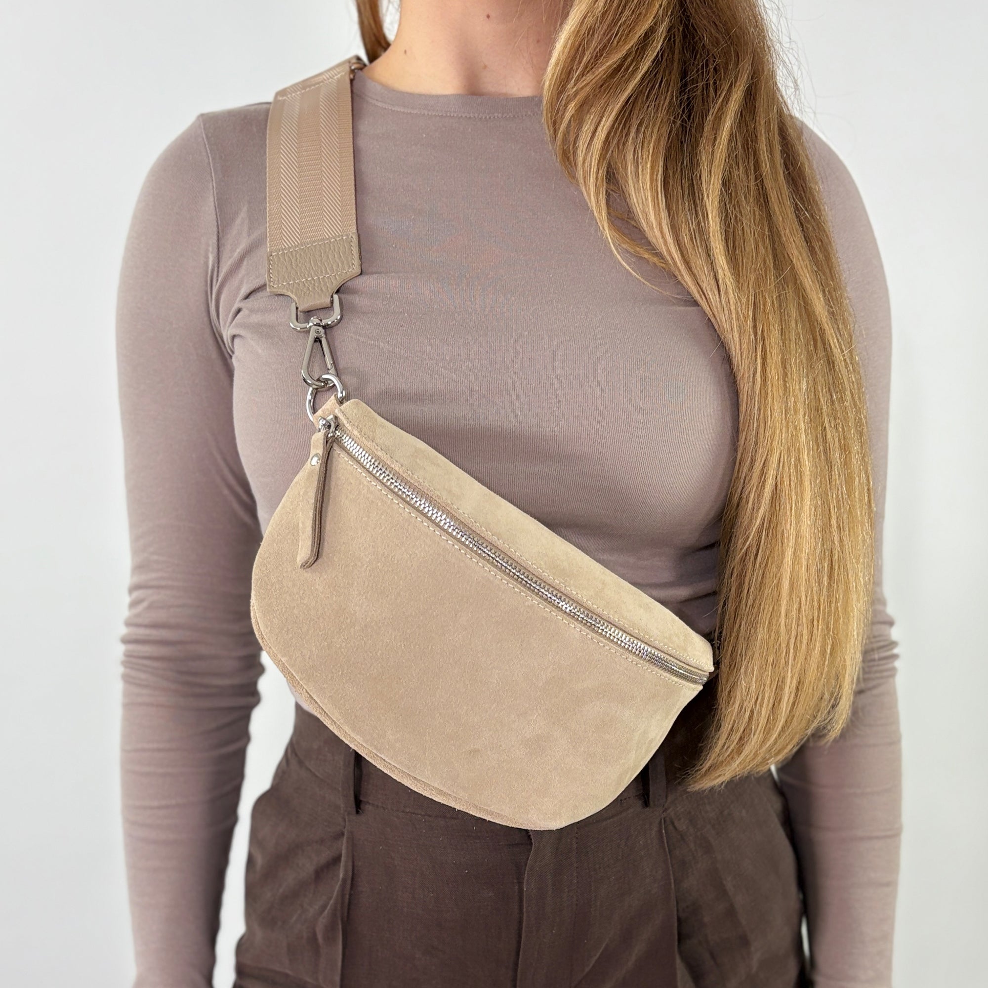 lepelou - leder - Bauchtasche - VALENTINA Wildleder Bauchtasche beige – Medium - LPBVALBEIM