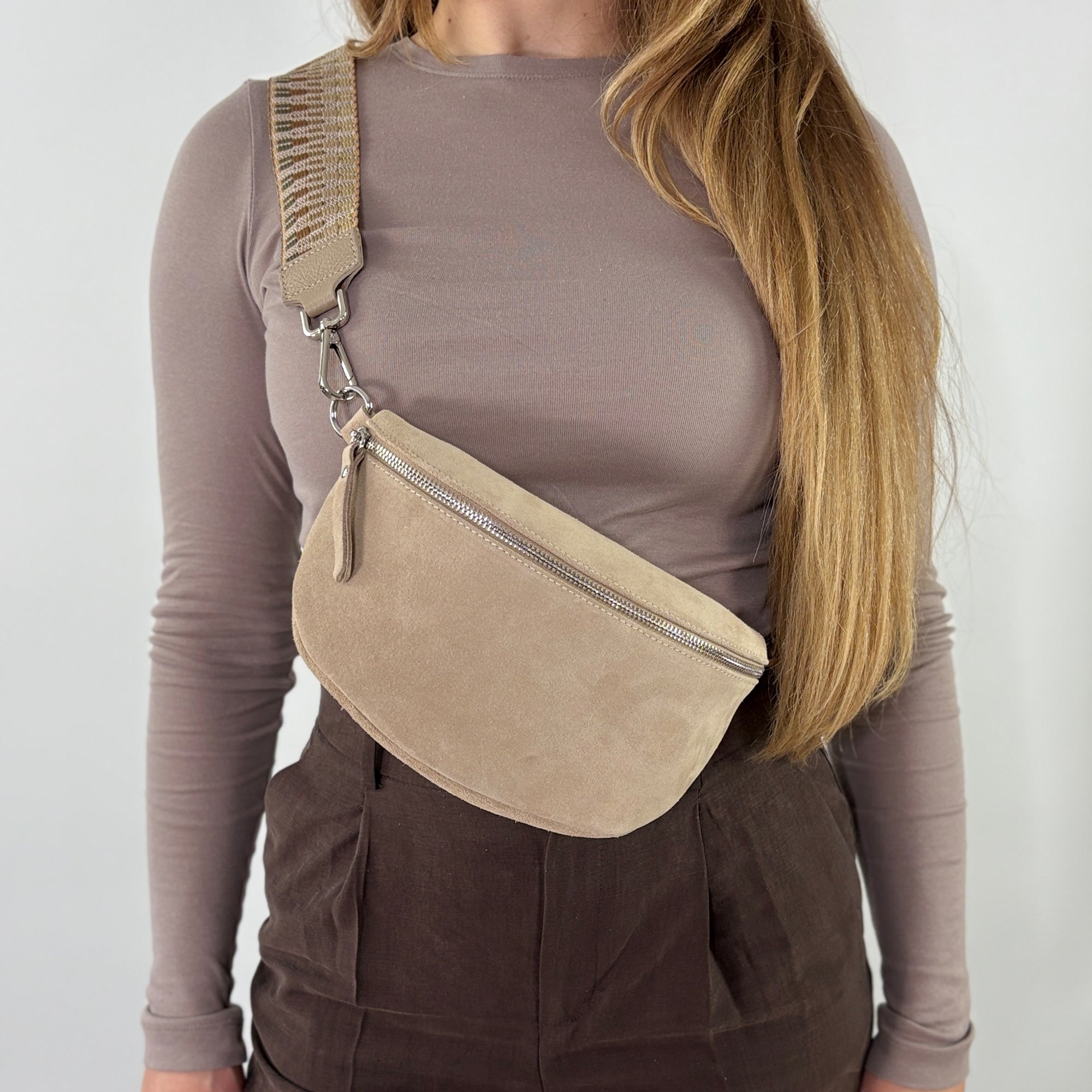 lepelou - leder - Bauchtasche - VALENTINA Wildleder Bauchtasche beige – Medium - LPBVALBEIM