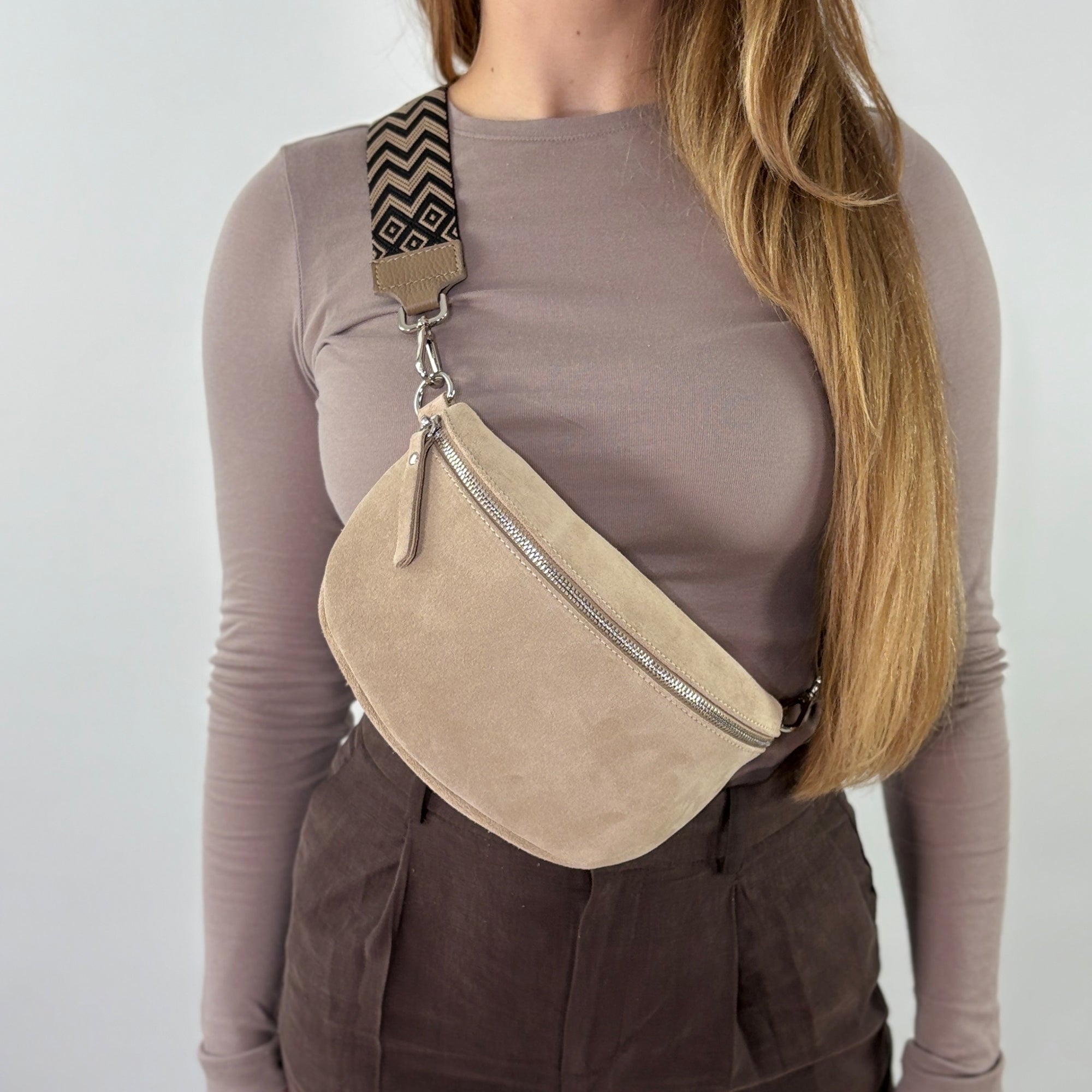 lepelou - leder - Bauchtasche - VALENTINA Wildleder Bauchtasche beige – Medium - LPBVALBEIM