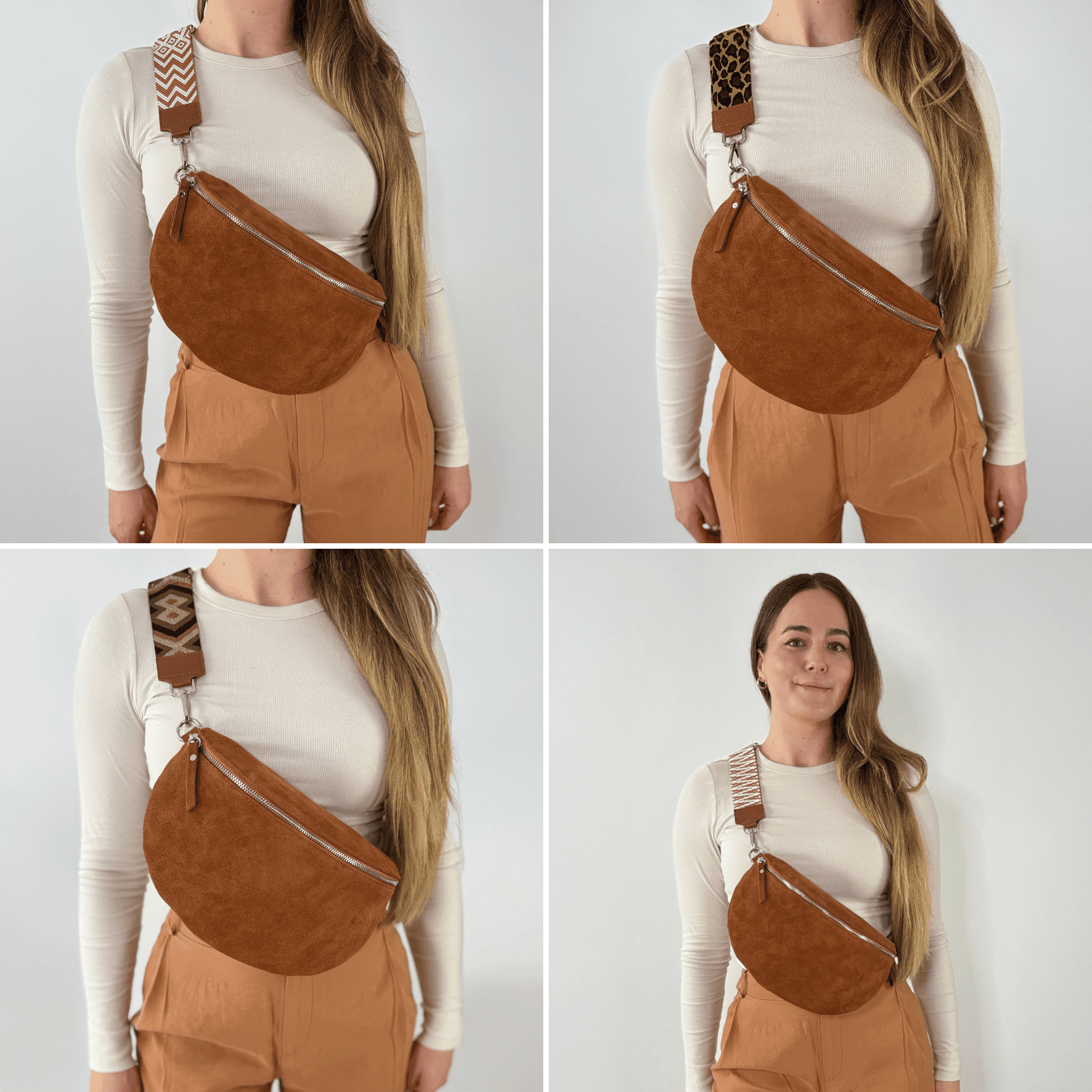 lepelou - leder - Bauchtasche - VALENTINA Wildleder Bauchtasche cognac - Large - LPBVALCOGL