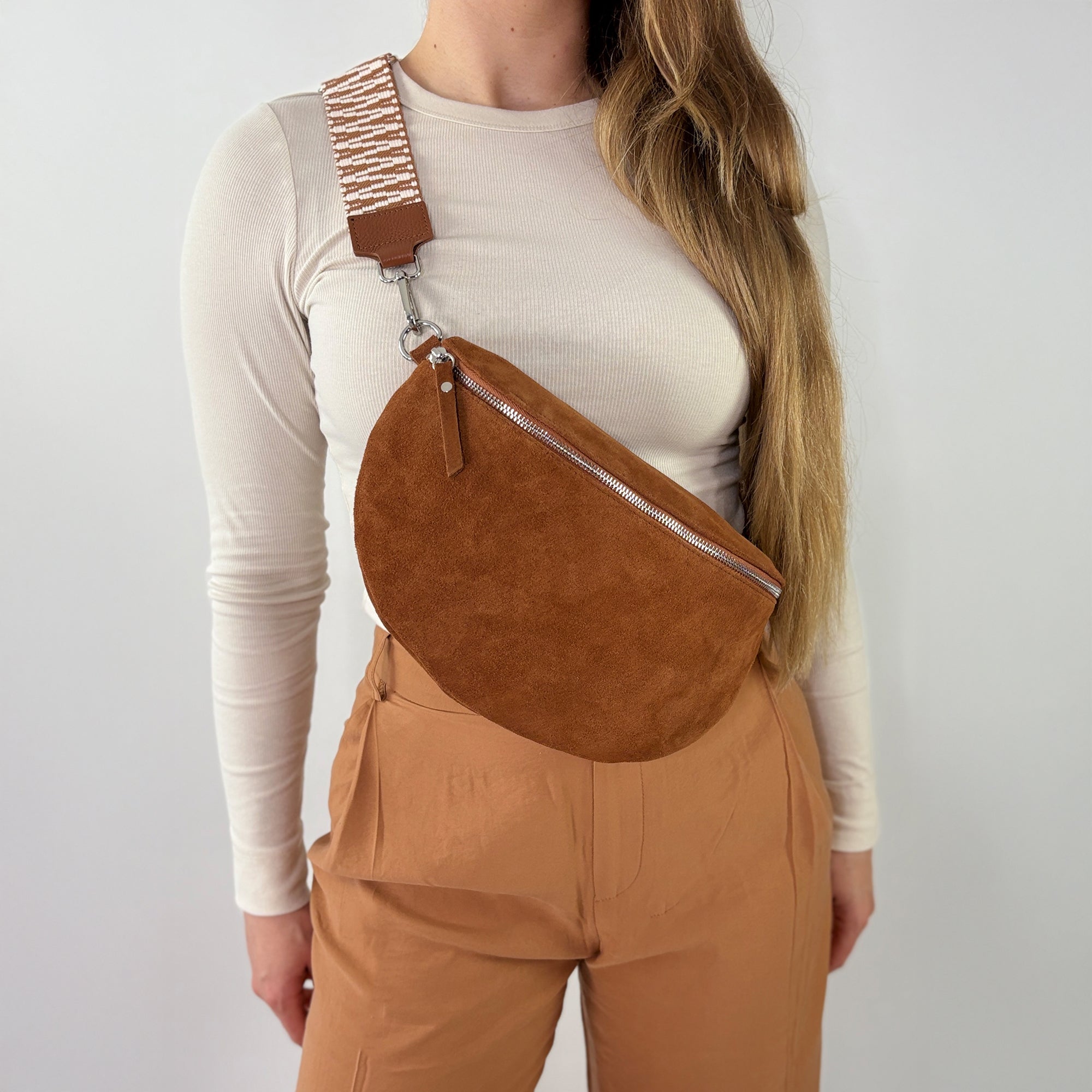 lepelou - leder - Bauchtasche - VALENTINA Wildleder Bauchtasche cognac - Large - LPBVALCOGL7