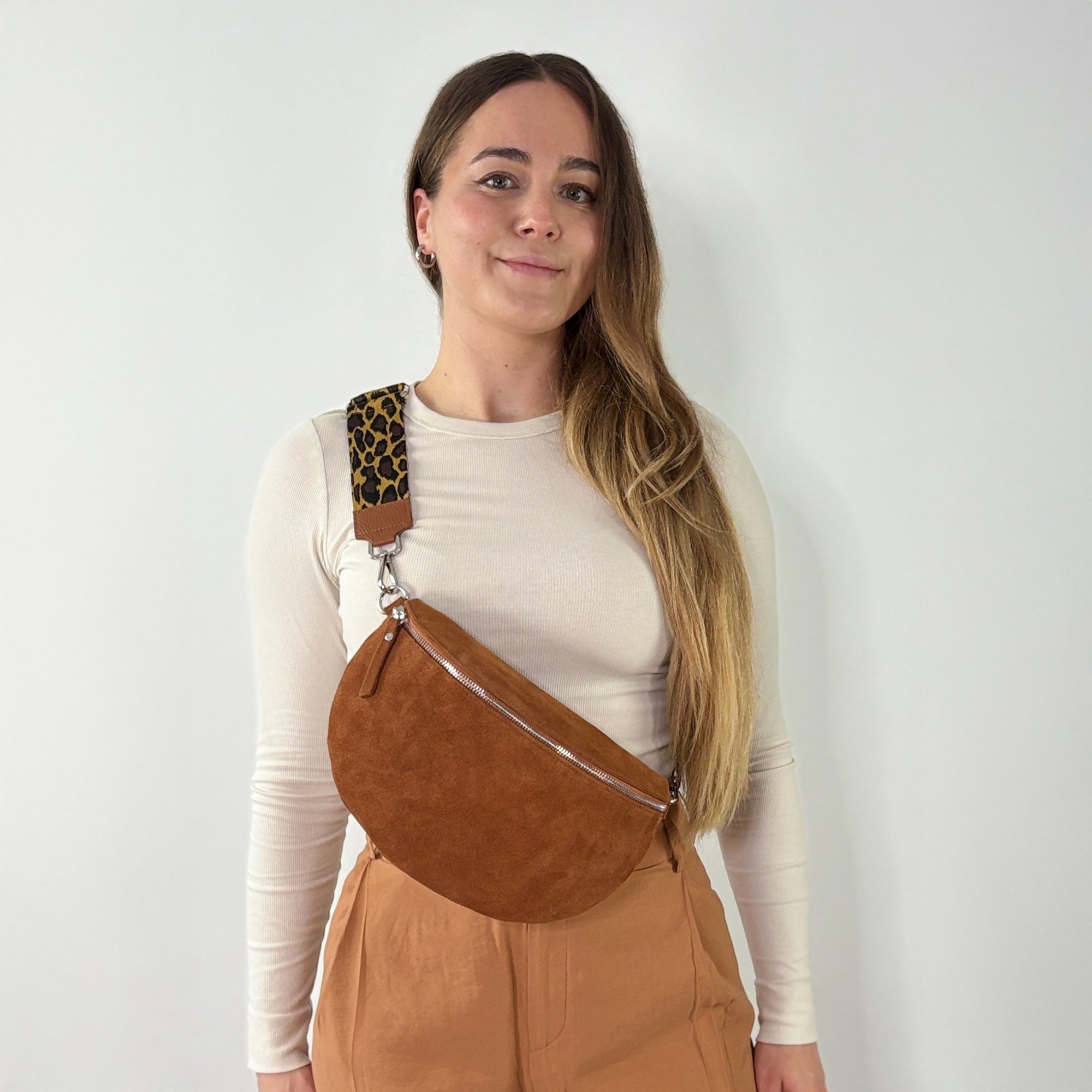 lepelou - leder - Bauchtasche - VALENTINA Wildleder Bauchtasche cognac - Large - LPBVALCOGL7