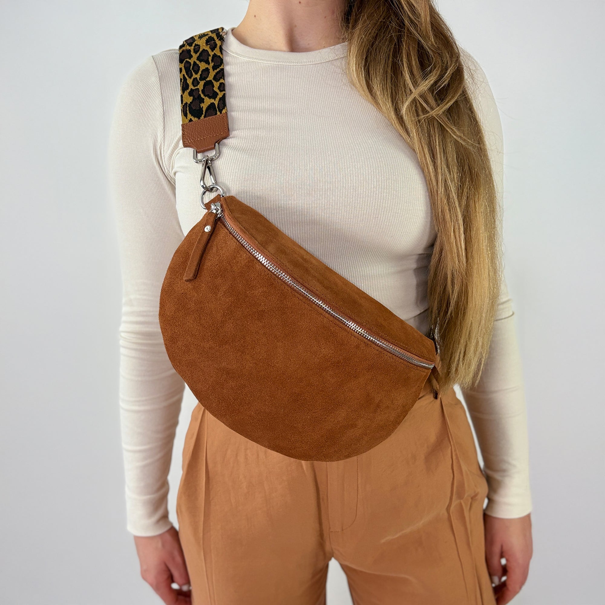 lepelou - leder - Bauchtasche - VALENTINA Wildleder Bauchtasche cognac - Large - LPBVALCOGL7