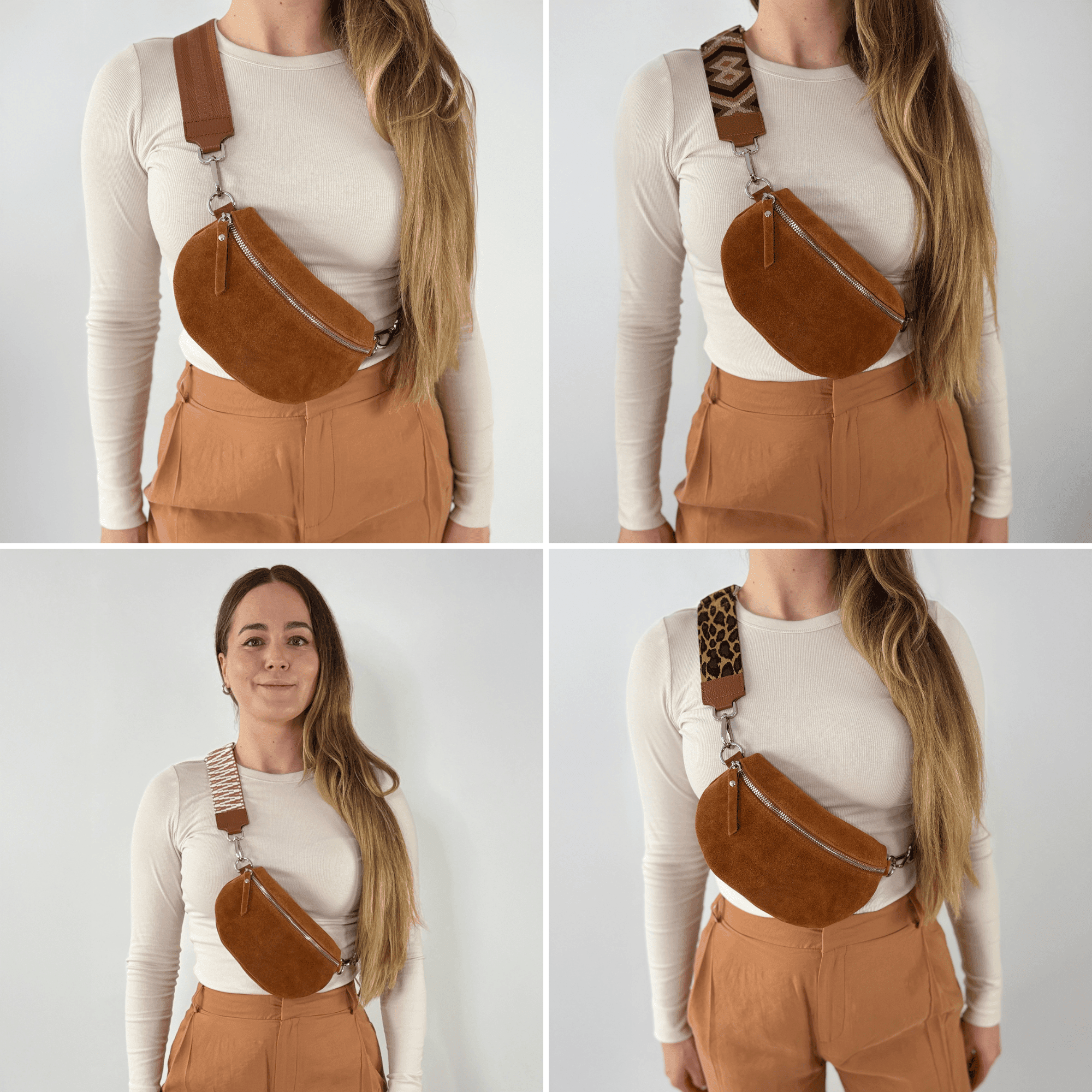 lepelou - leder - Bauchtasche - VALENTINA Wildleder Bauchtasche cognac - Medium - LPBVALCOGM