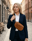 lepelou - leder - Bauchtasche - VALENTINA Wildleder Bauchtasche cognac - Medium - LPBVALCOGM