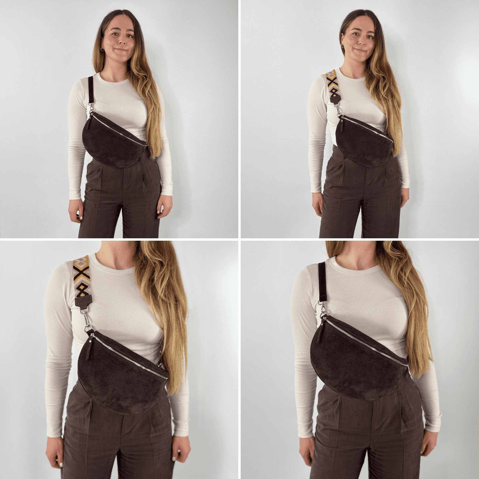 lepelou - leder - Bauchtasche - VALENTINA Wildleder Bauchtasche dunkelbraun – Large - LPBVALDBRS