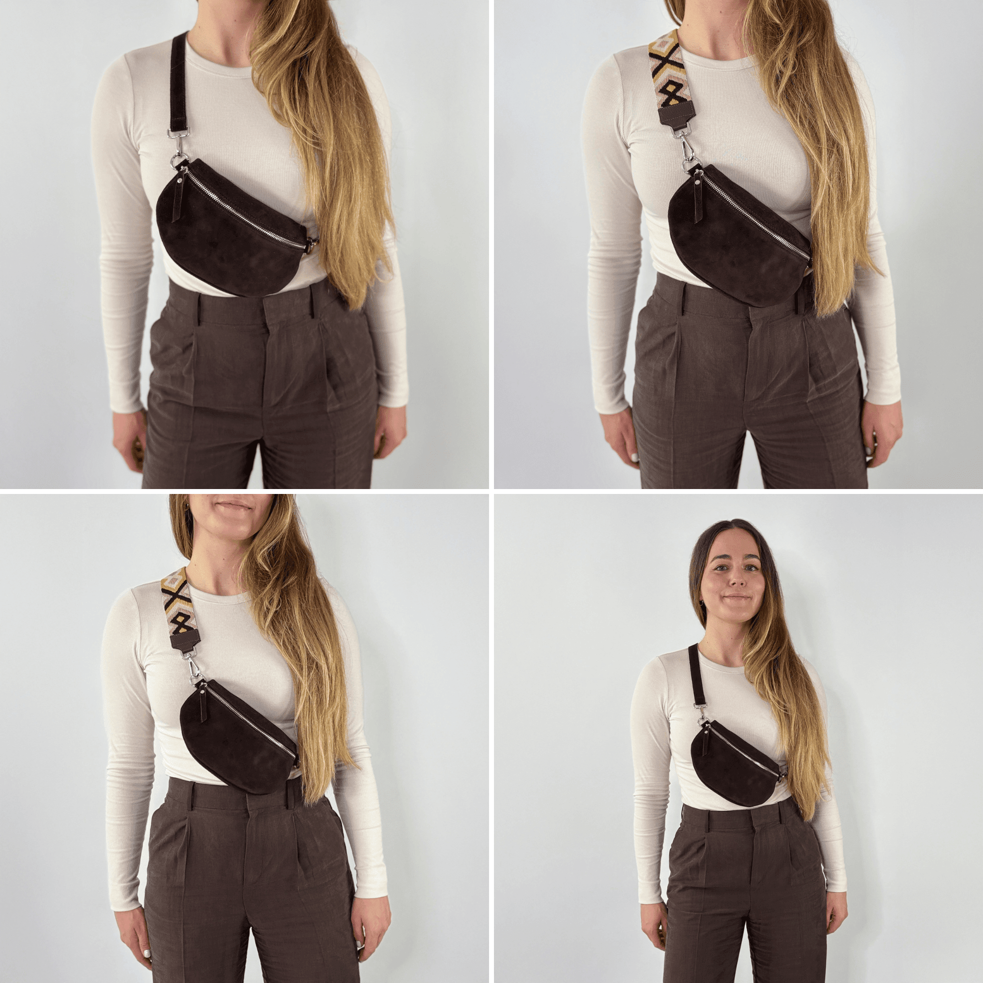 lepelou - leder - Bauchtasche - VALENTINA Wildleder Bauchtasche dunkelbraun – Medium - LPBVALDBRS