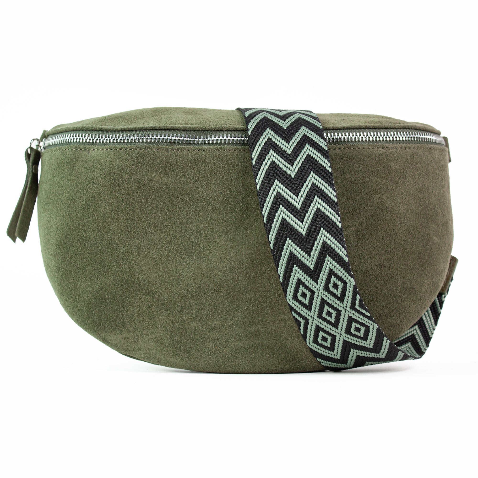 lepelou - leder - Bauchtasche - VALENTINA Wildleder Bauchtasche khaki – Large - LPBVALKHAL2