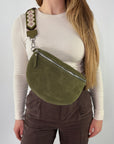 lepelou - leder - Bauchtasche - VALENTINA Wildleder Bauchtasche khaki – Large - LPBVALKHAL2