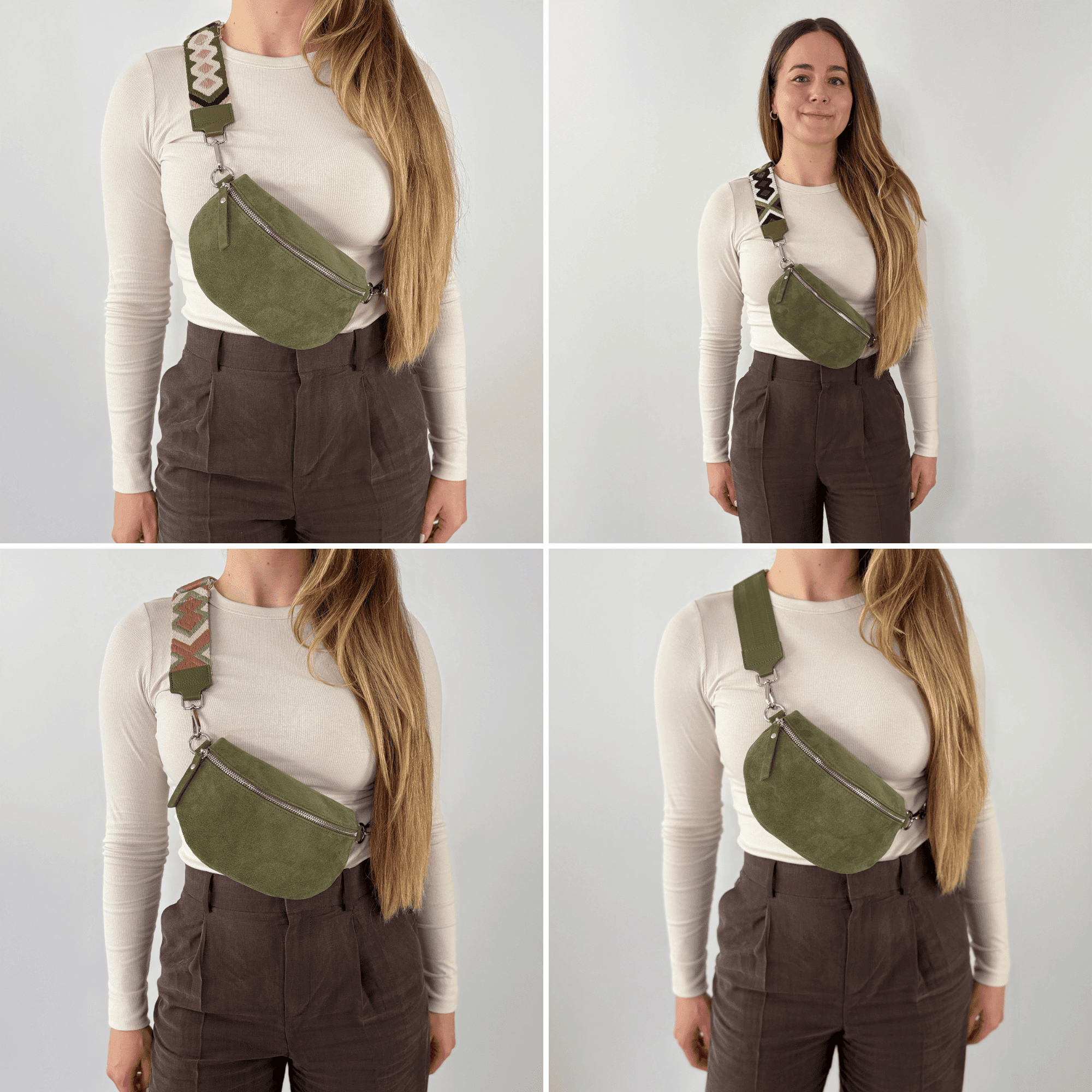 lepelou - leder - Bauchtasche - VALENTINA Wildleder Bauchtasche khaki – Medium - LPBVALKHAM