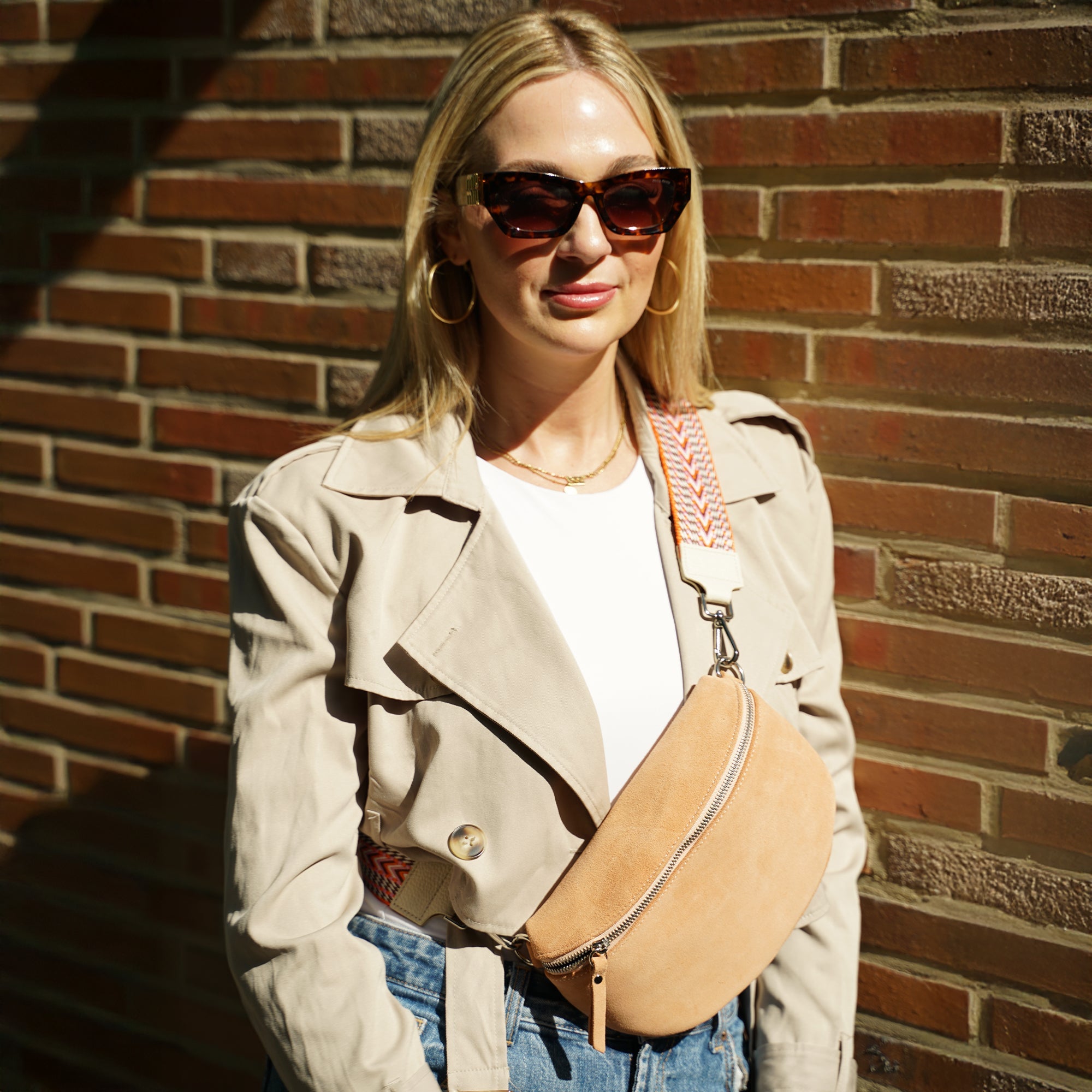 lepelou - leder - Bauchtasche - VALENTINA Wildleder Bauchtasche peach – Large - 