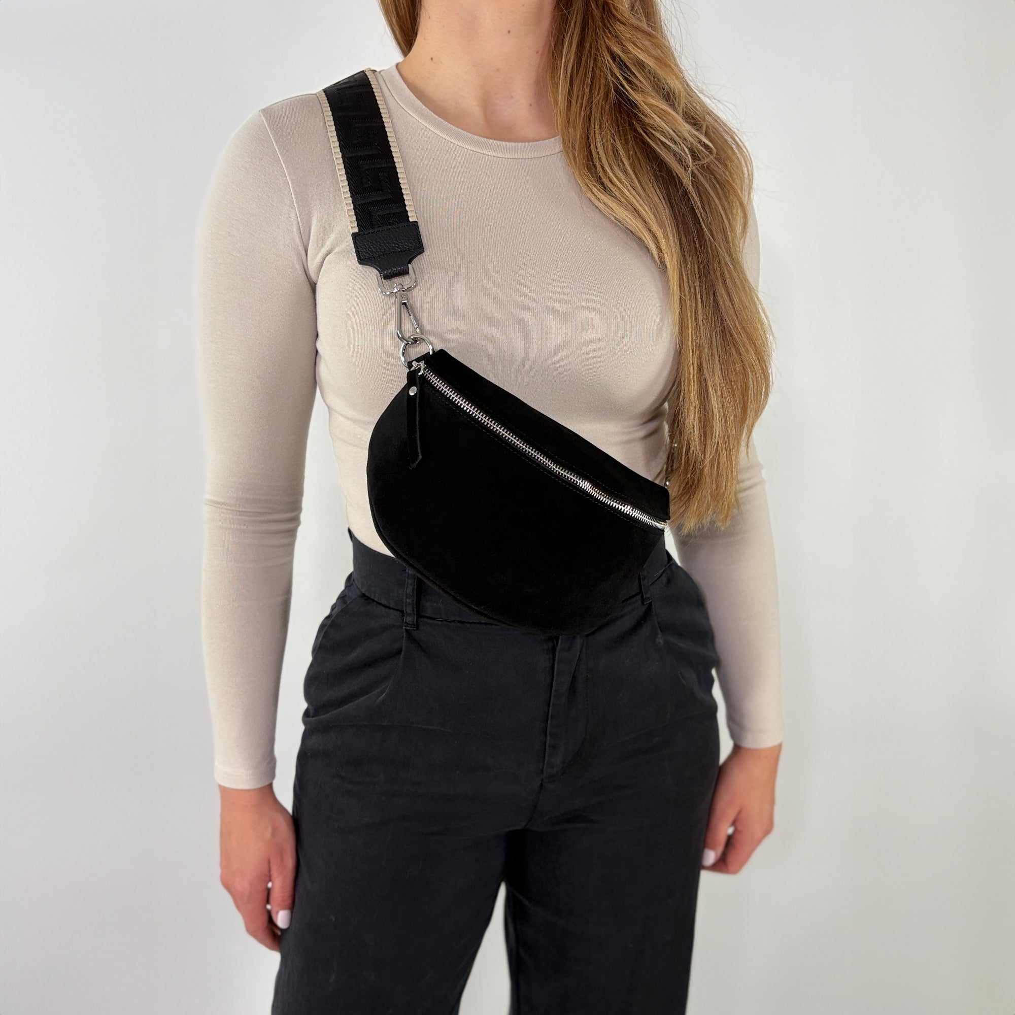 lepelou - leder - Bauchtasche - VALENTINA Wildleder Bauchtasche schwarz – Medium - LPBVALSCHM