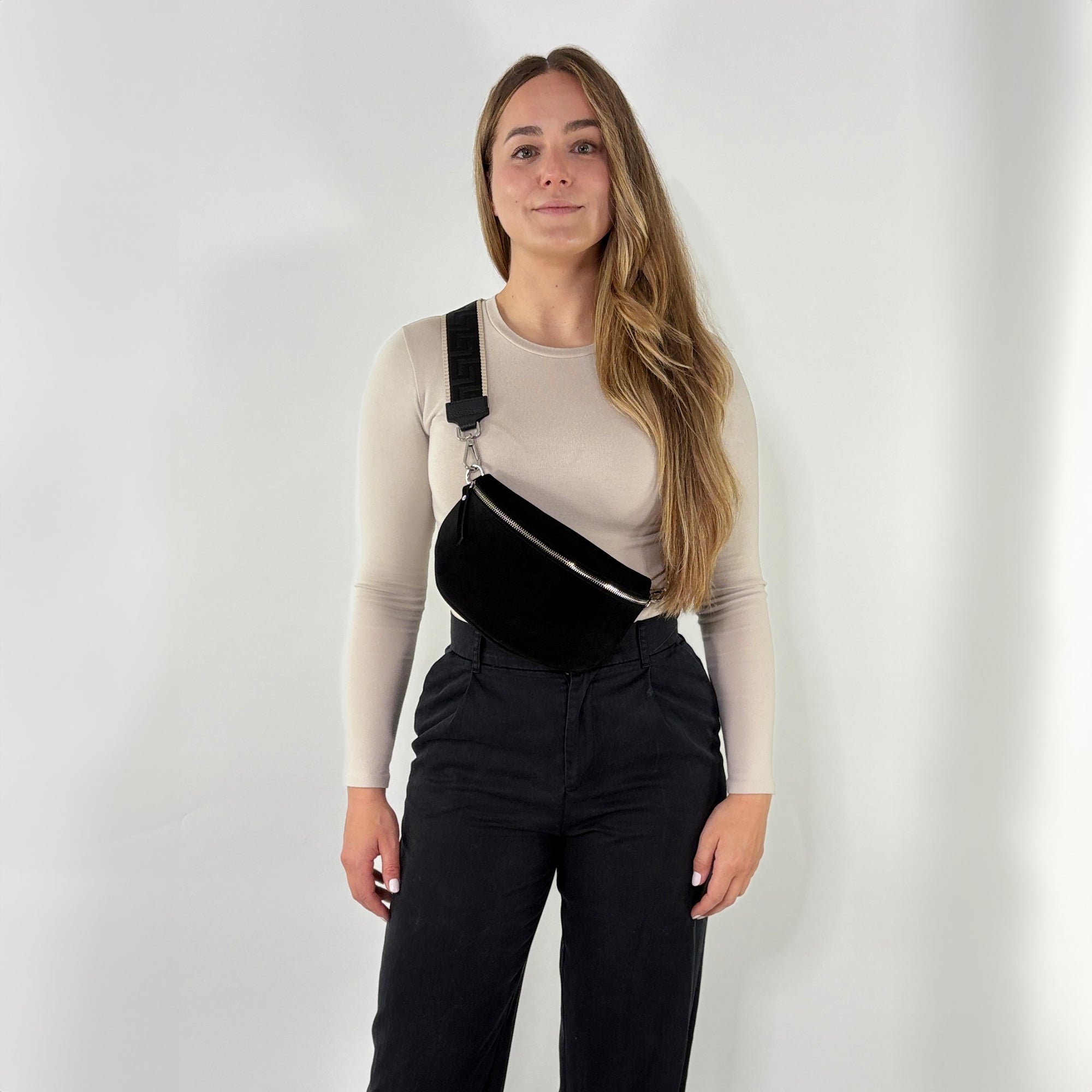 lepelou - leder - Bauchtasche - VALENTINA Wildleder Bauchtasche schwarz – Medium - LPBVALSCHM