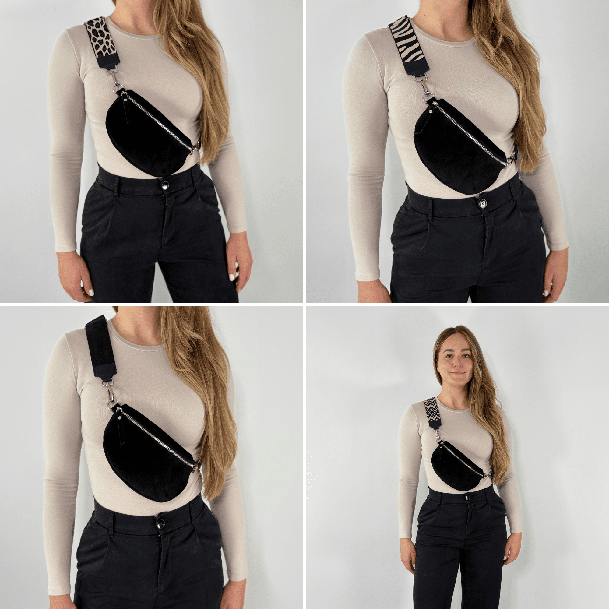 lepelou - leder - Bauchtasche - VALENTINA Wildleder Bauchtasche schwarz – Medium - LPBVALSCHM