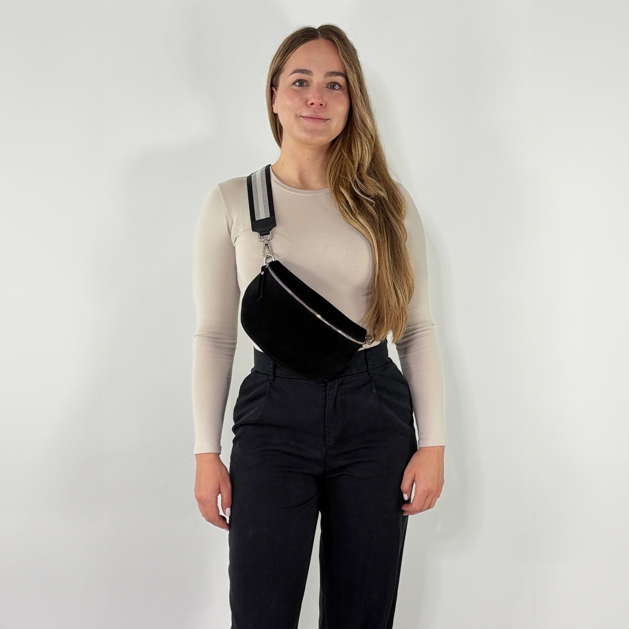 lepelou - leder - Bauchtasche - VALENTINA Wildleder Bauchtasche schwarz – Medium - LPBVALSCHM