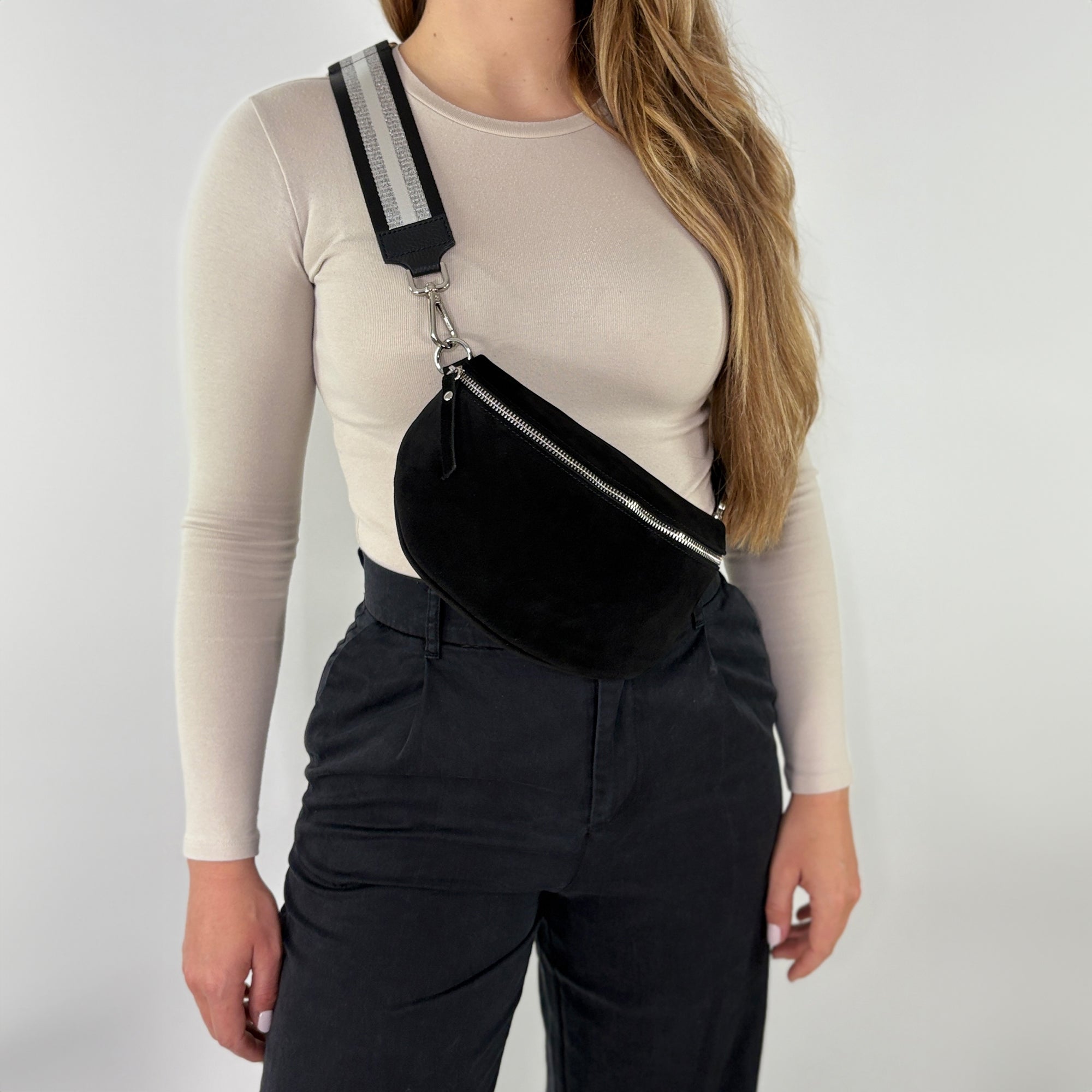 lepelou - leder - Bauchtasche - VALENTINA Wildleder Bauchtasche schwarz – Medium - LPBVALSCHM