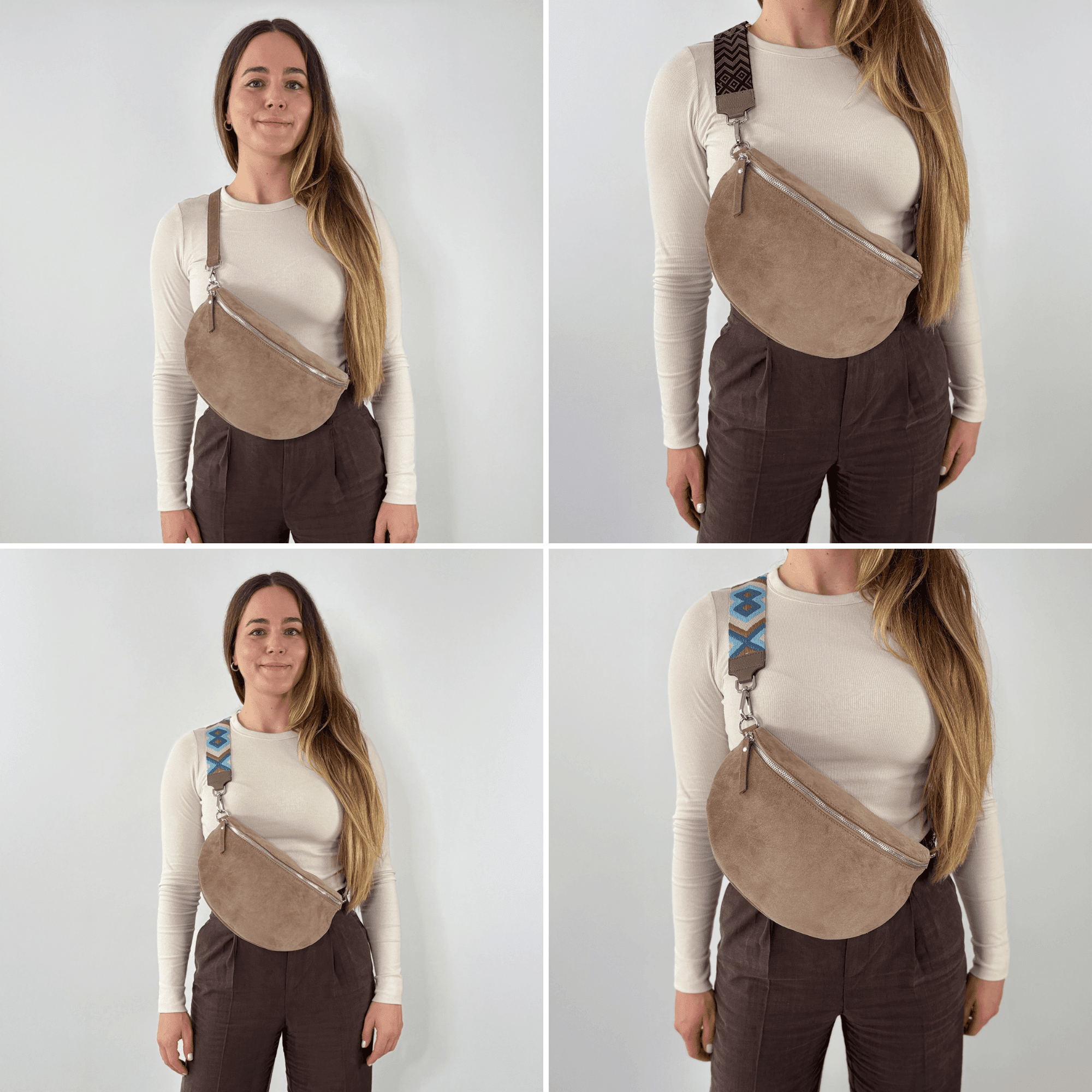 lepelou - leder - Bauchtasche - VALENTINA Wildleder Bauchtasche taupe – Large - LPBVALTAUL