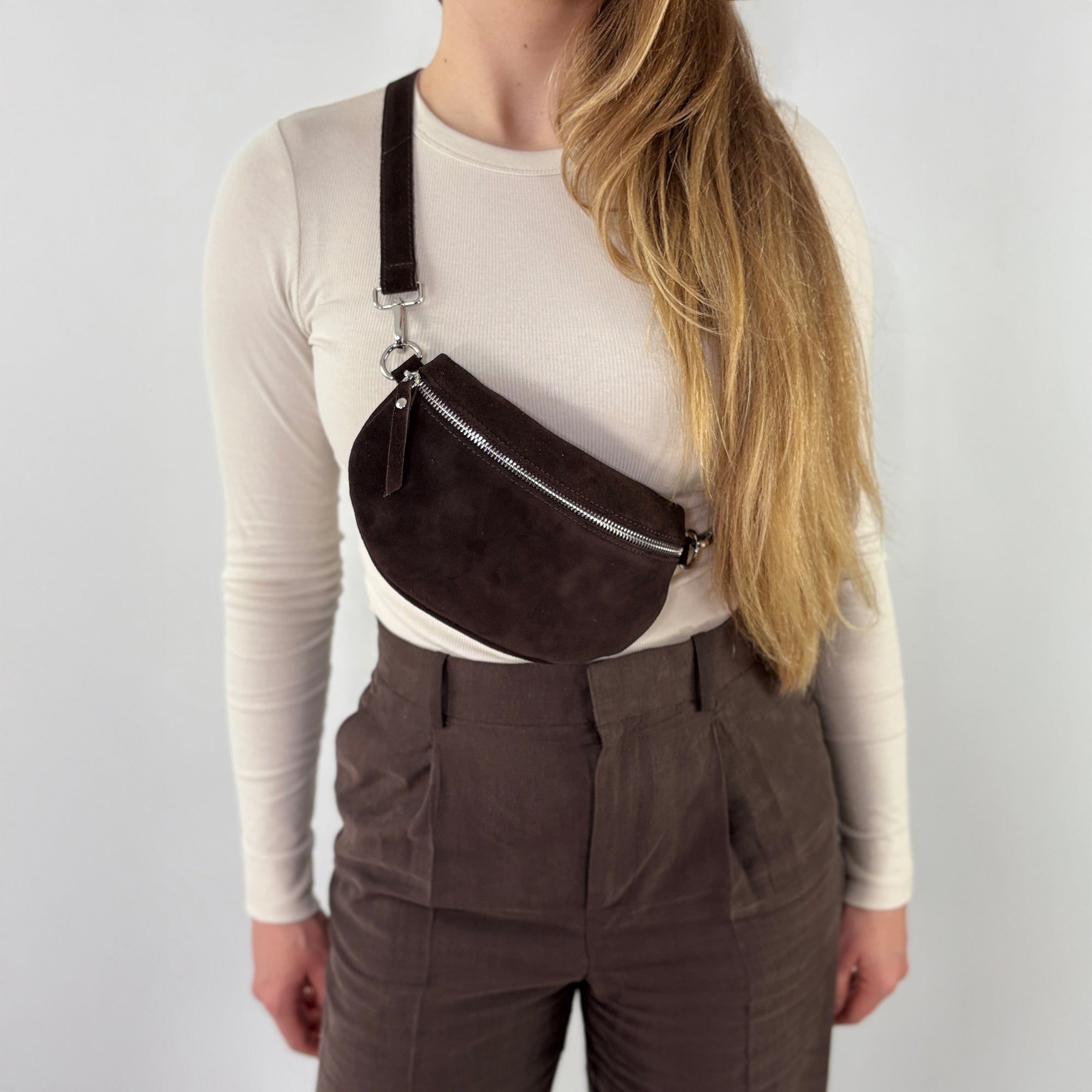 lepelou - leder - Bauchtasche - Wildleder Bauchtasche VALENTINA dunkelbraun - LPBVALDBRS
