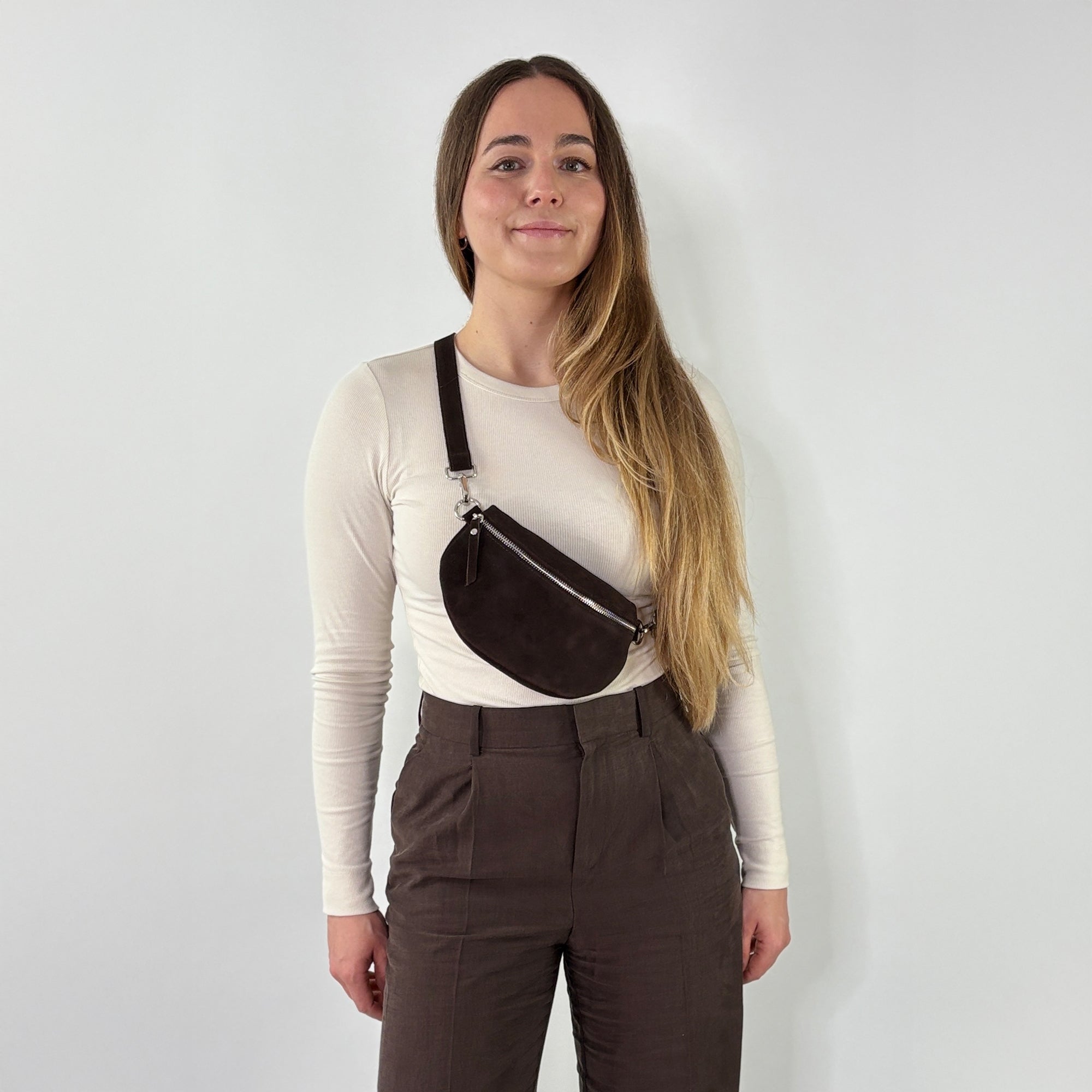 lepelou - leder - Bauchtasche - Wildleder Bauchtasche VALENTINA dunkelbraun - LPBVALDBRS