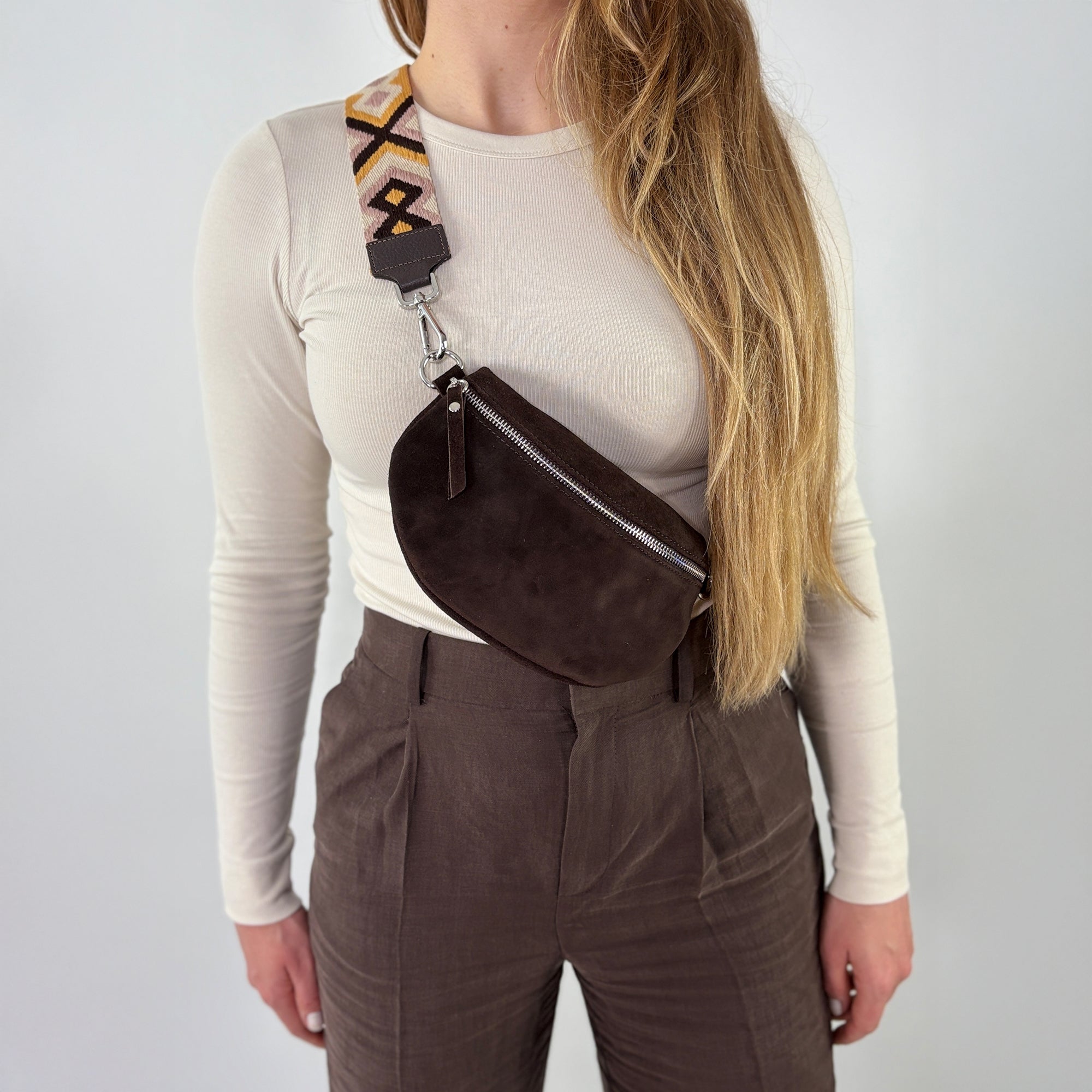 lepelou - leder - Bauchtasche - Wildleder Bauchtasche VALENTINA dunkelbraun - LPBVALDBRS1
