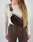 lepelou - leder - Bauchtasche - Wildleder Bauchtasche VALENTINA dunkelbraun - LPBVALDBRS1