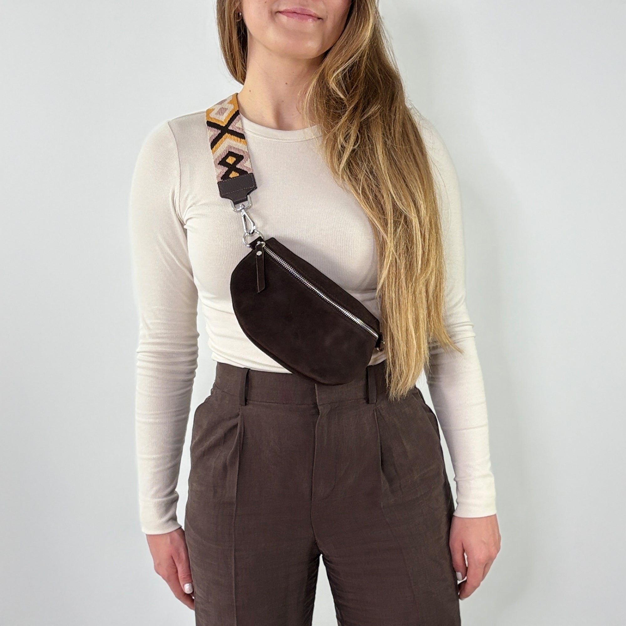 lepelou - leder - Bauchtasche - Wildleder Bauchtasche VALENTINA dunkelbraun - LPBVALDBRS1