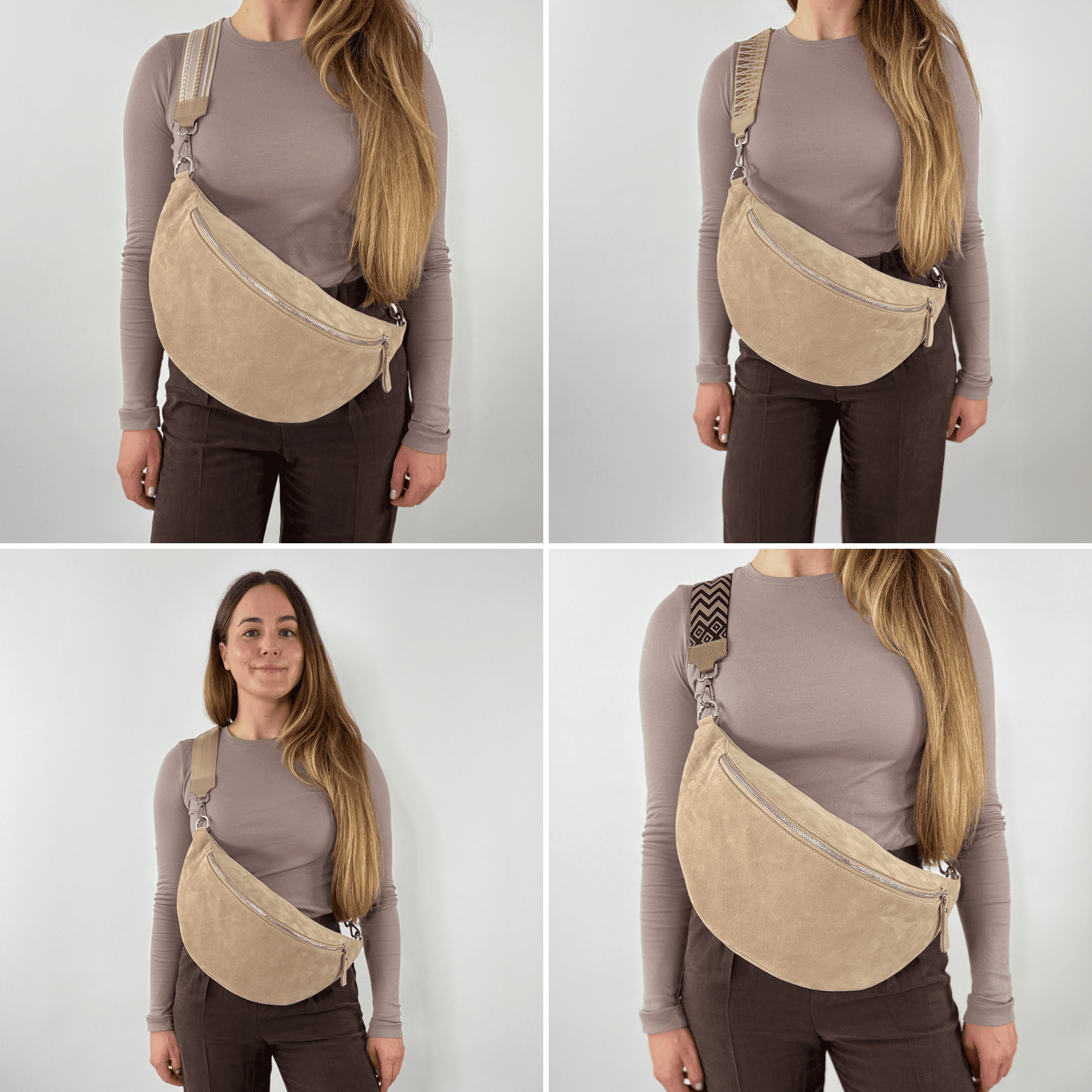 lepelou - leder - Bauchtasche - Wildleder Bauchtasche VALENTINA XL beige - LPBVALBEIXL