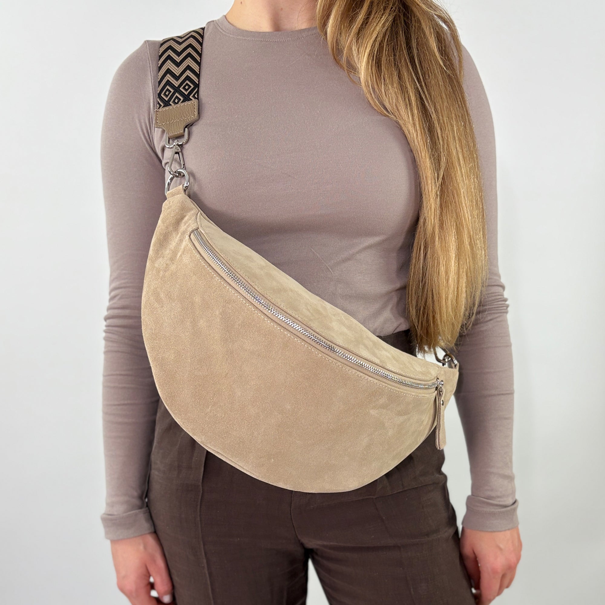 lepelou - leder - Bauchtasche - Wildleder Bauchtasche VALENTINA XL beige - LPBVALBEIXL1