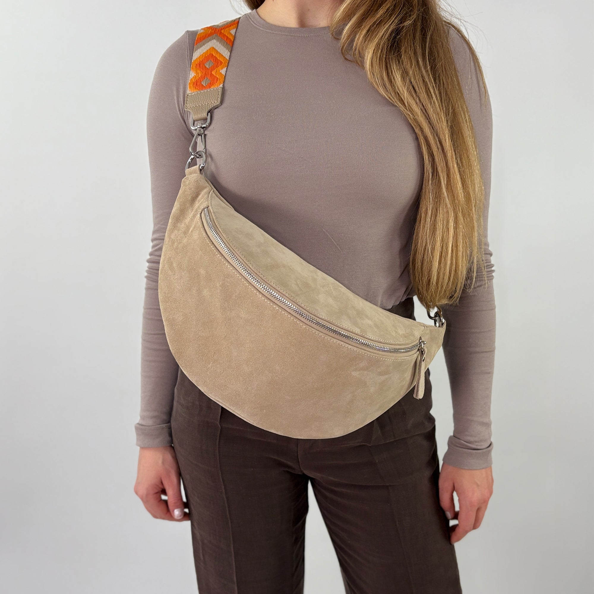 lepelou - leder - Bauchtasche - Wildleder Bauchtasche VALENTINA XL beige - LPBVALBEIXL2