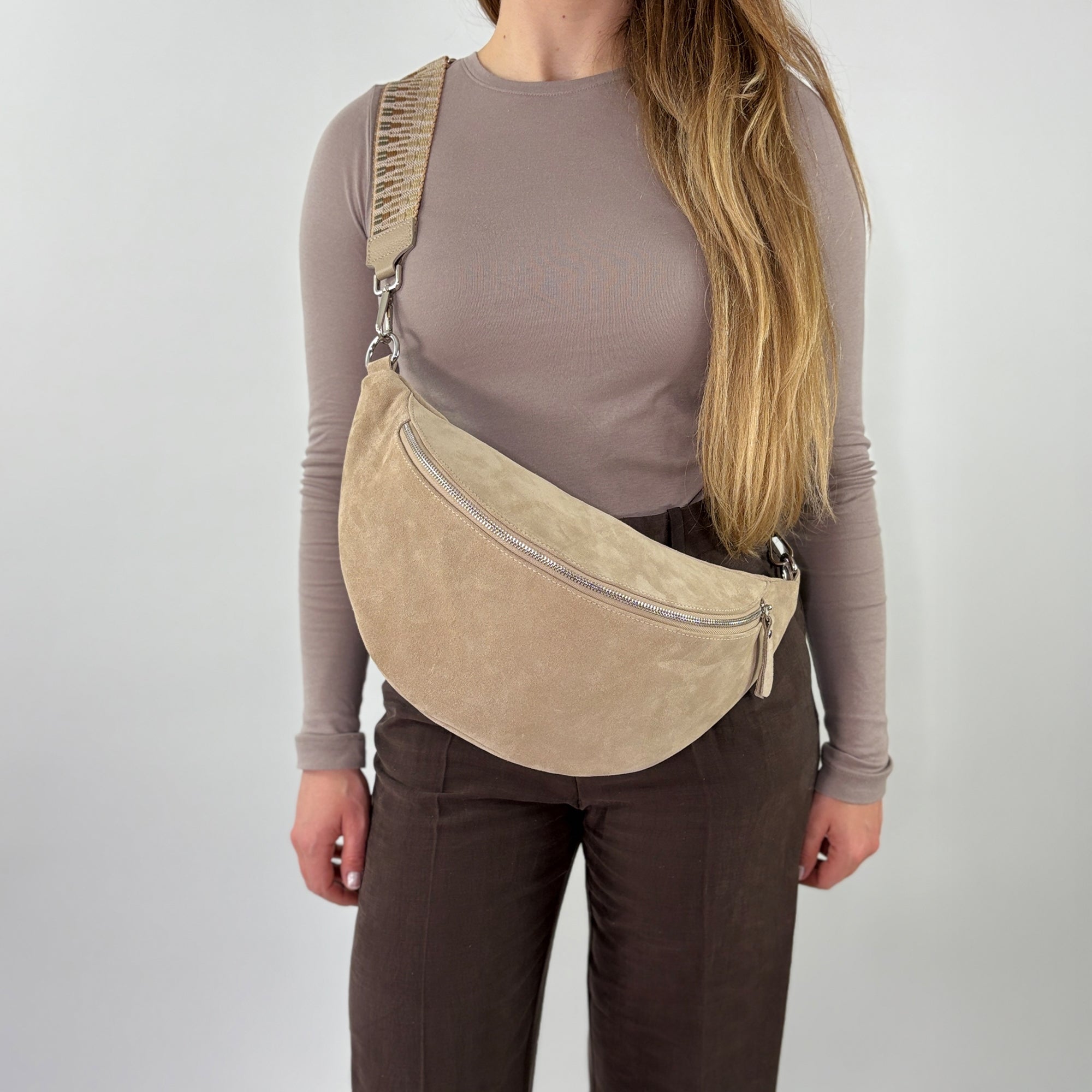 lepelou - leder - Bauchtasche - Wildleder Bauchtasche VALENTINA XL beige - LPBVALBEIXL3