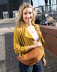 lepelou - leder - Bauchtasche - Wildleder Bauchtasche VALENTINA XL cognac - LPBVALCOGXL