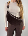 lepelou - leder - Bauchtasche - Wildleder Bauchtasche VALENTINA XL dunkelbraun - 