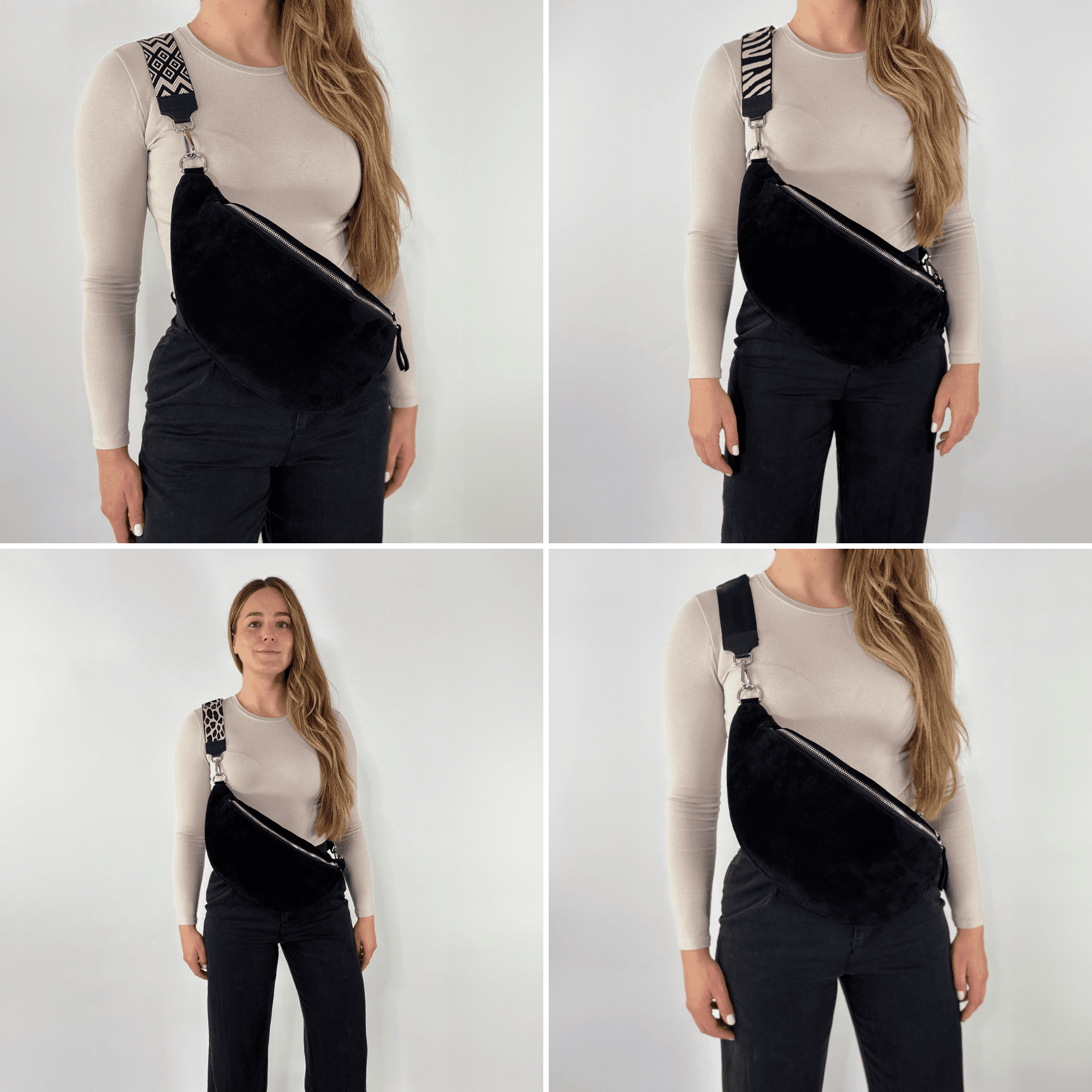 lepelou - leder - Bauchtasche - Wildleder Bauchtasche VALENTINA XL schwarz - LPBVALSCHXL