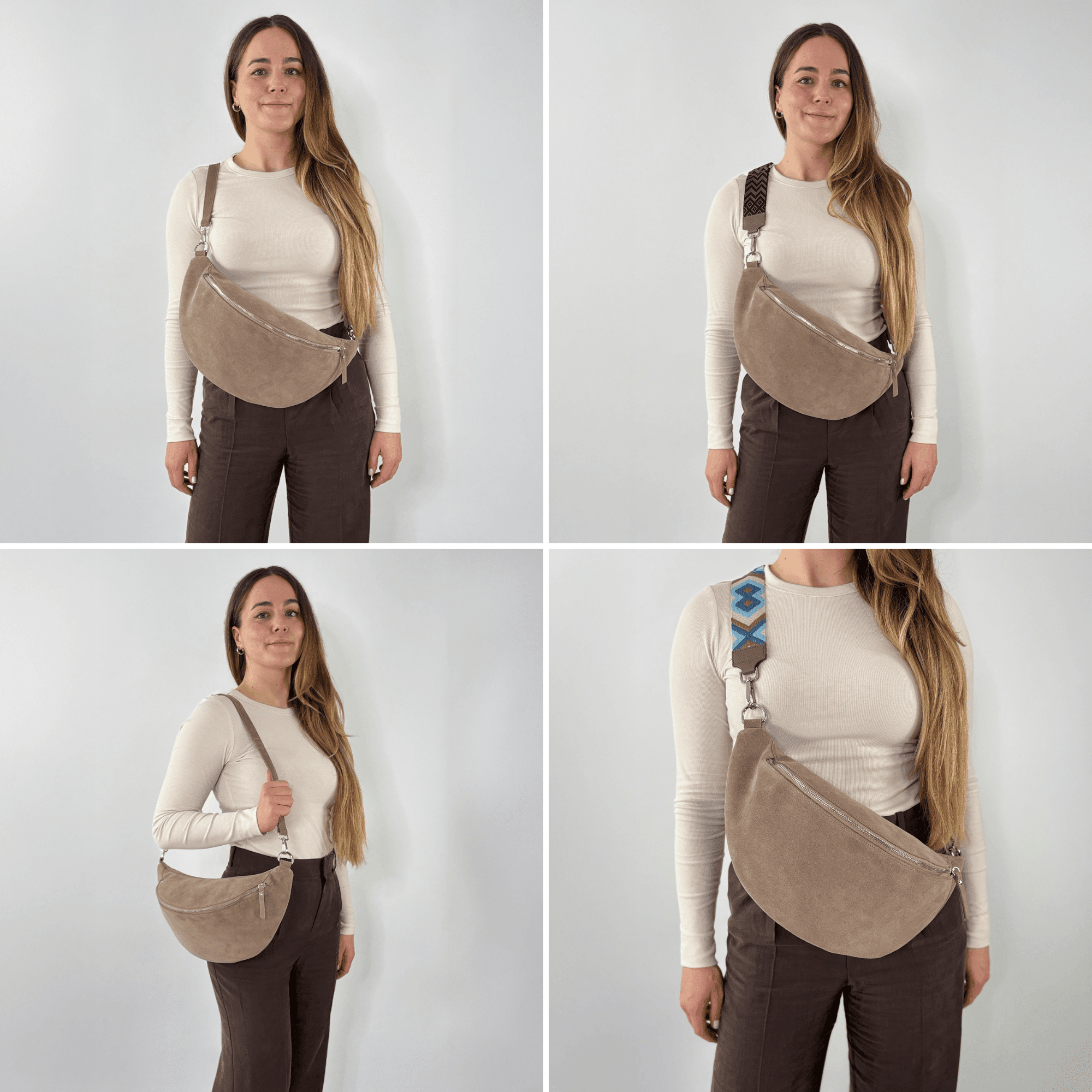 lepelou - leder - Bauchtasche - Wildleder Bauchtasche VALENTINA XL taupe - LPBVALTAUXL