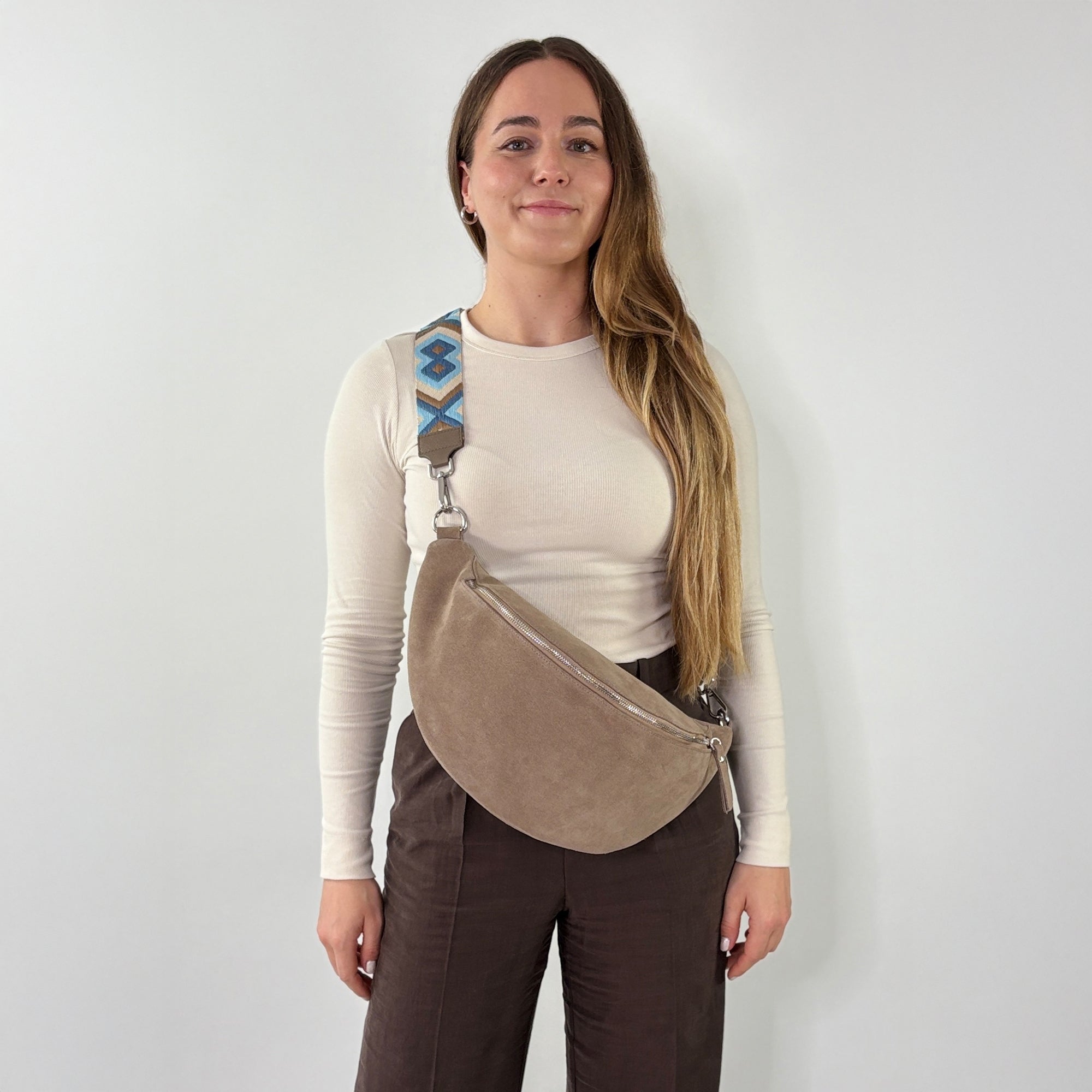 lepelou - leder - Bauchtasche - Wildleder Bauchtasche VALENTINA XL taupe - LPBVALTAUXL1