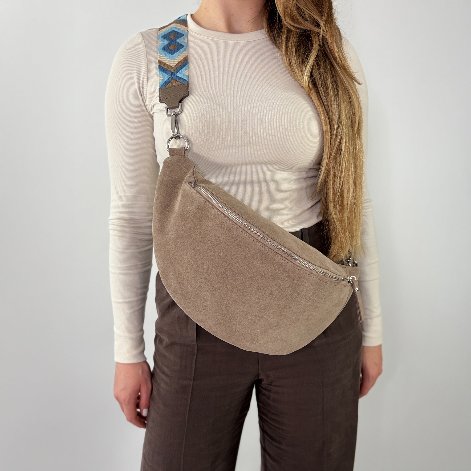 lepelou - leder - Bauchtasche - Wildleder Bauchtasche VALENTINA XL taupe - LPBVALTAUXL1