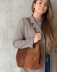 lepelou - leder - Bauchtasche - Wildleder Handtasche TESSA cognac - LPHTESCOG