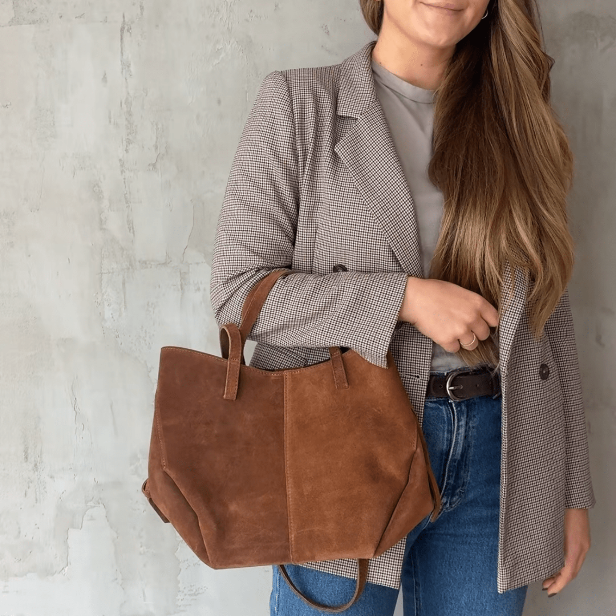 lepelou - leder - Bauchtasche - Wildleder Handtasche TESSA cognac - LPHTESCOG