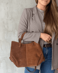 lepelou - leder - Bauchtasche - Wildleder Handtasche TESSA cognac - LPHTESCOG