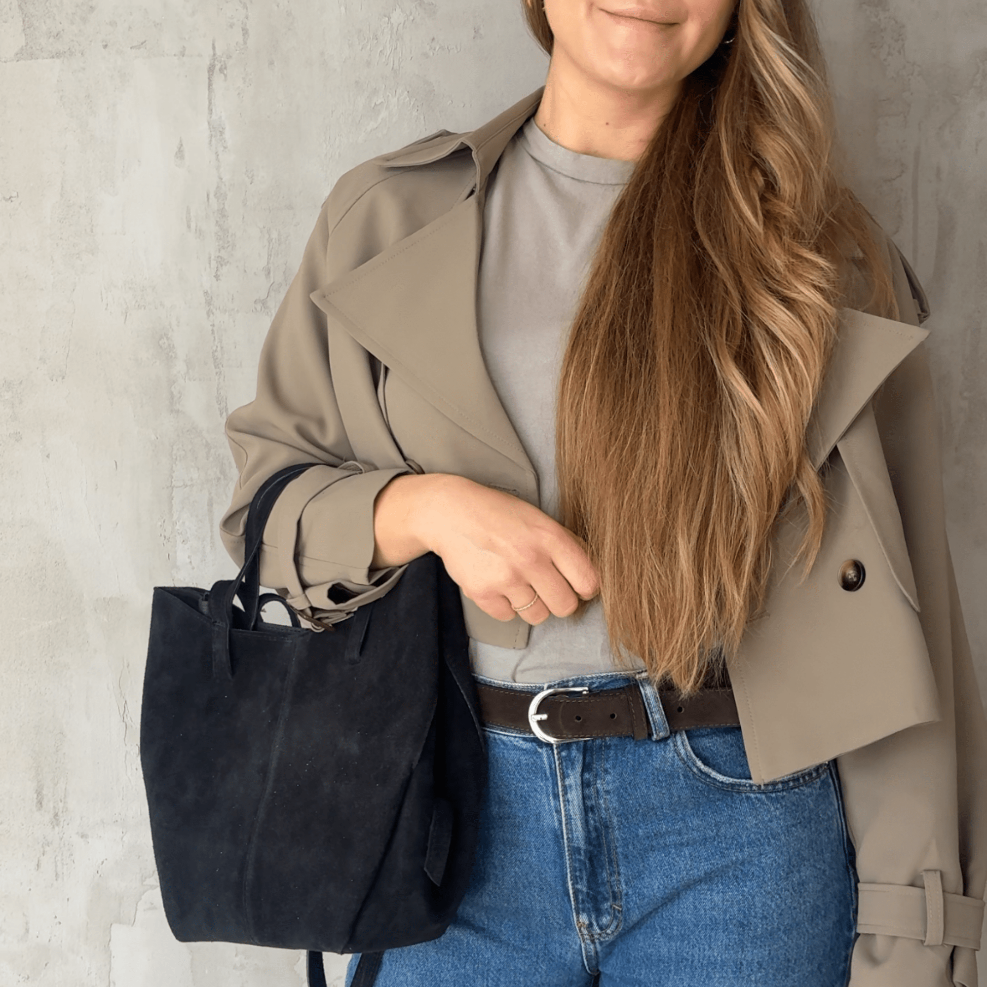 lepelou - leder - Bauchtasche - Wildleder Handtasche TESSA schwarz - LPHTESSCH