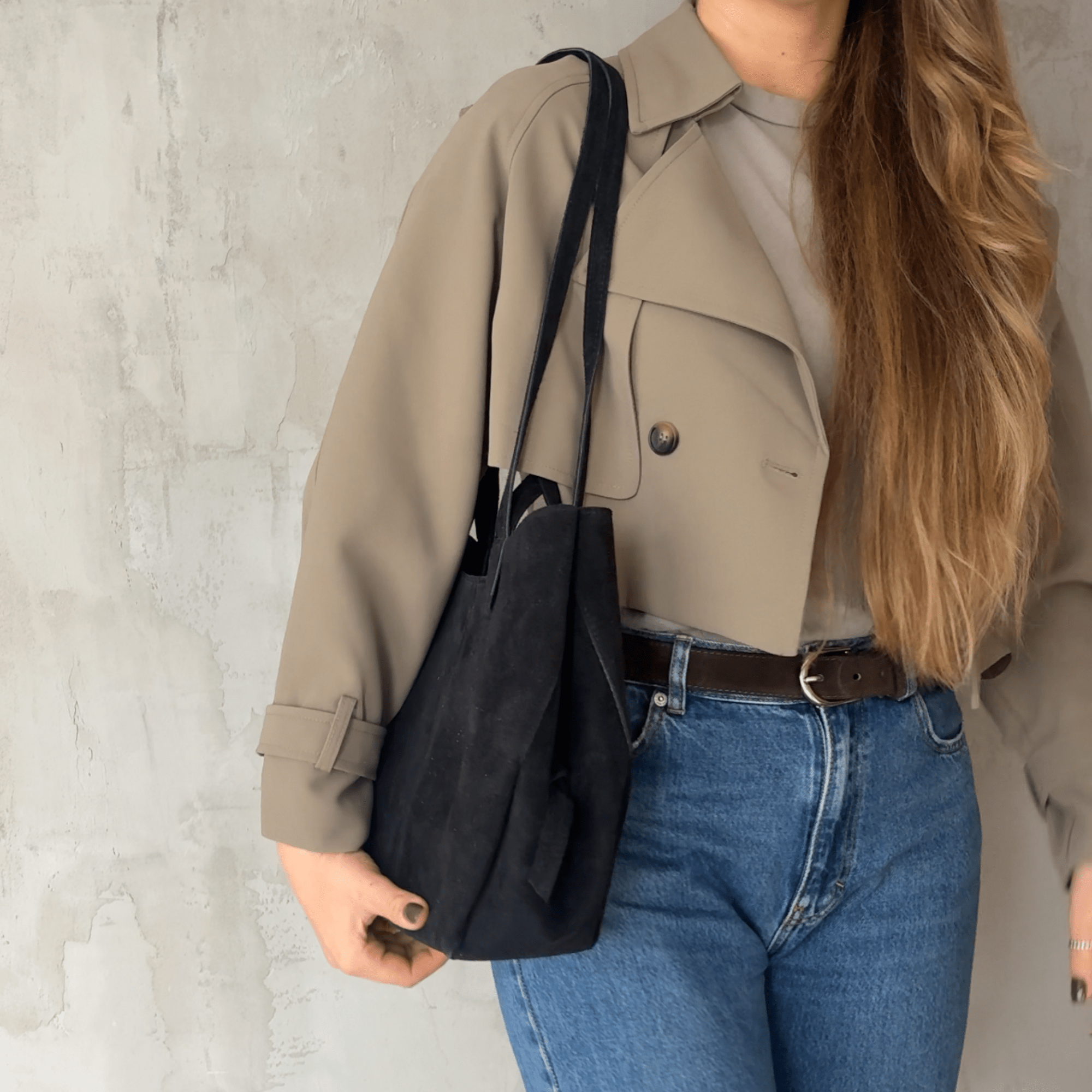 lepelou - leder - Bauchtasche - Wildleder Handtasche TESSA schwarz - LPHTESSCH