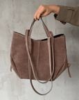 lepelou - leder - Bauchtasche - Wildleder Handtasche TESSA taupe - LPHTESTAU