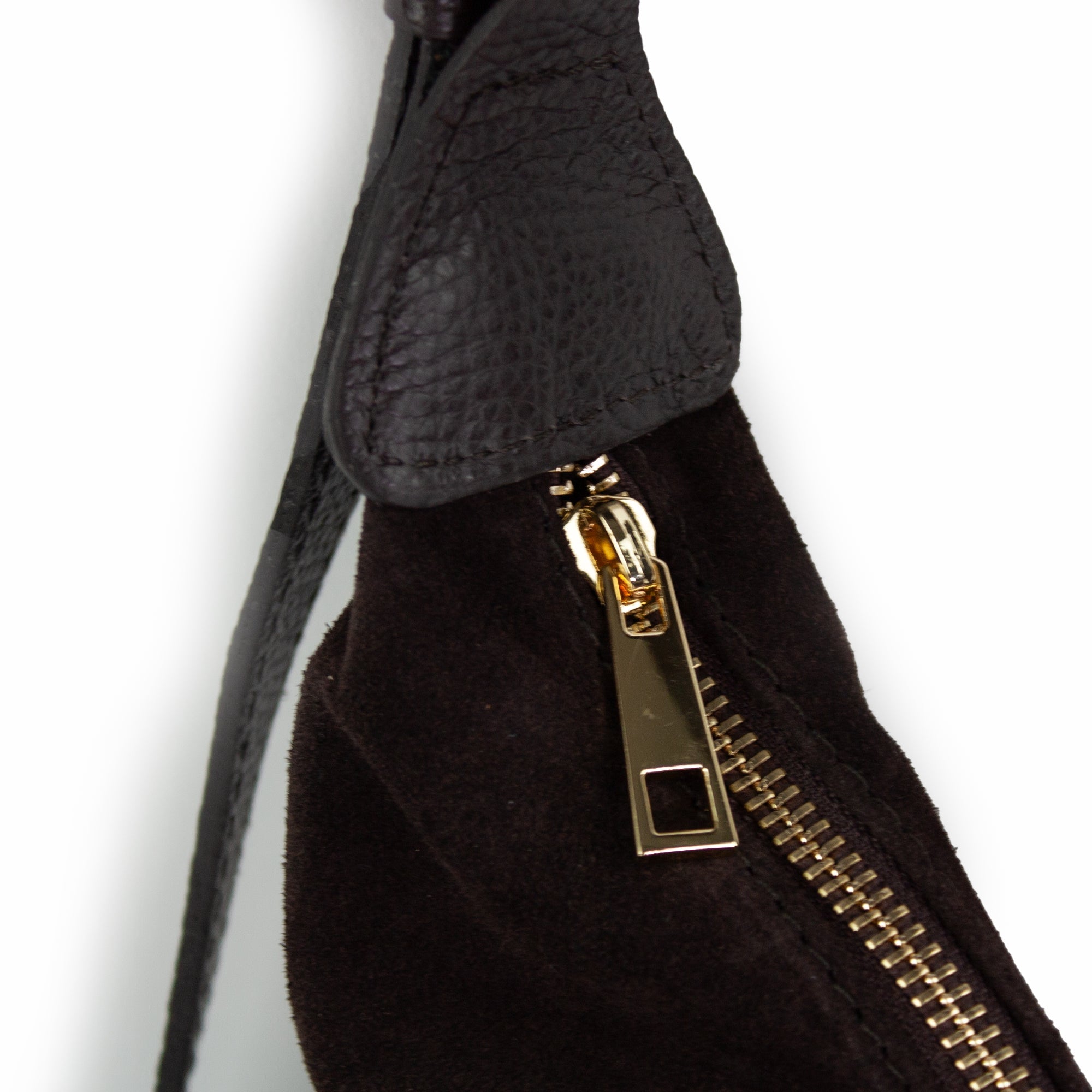 lepelou - leder - Bauchtasche - Wildleder Moon Bag MONA dunkelbraun - LPHMONDBRWL