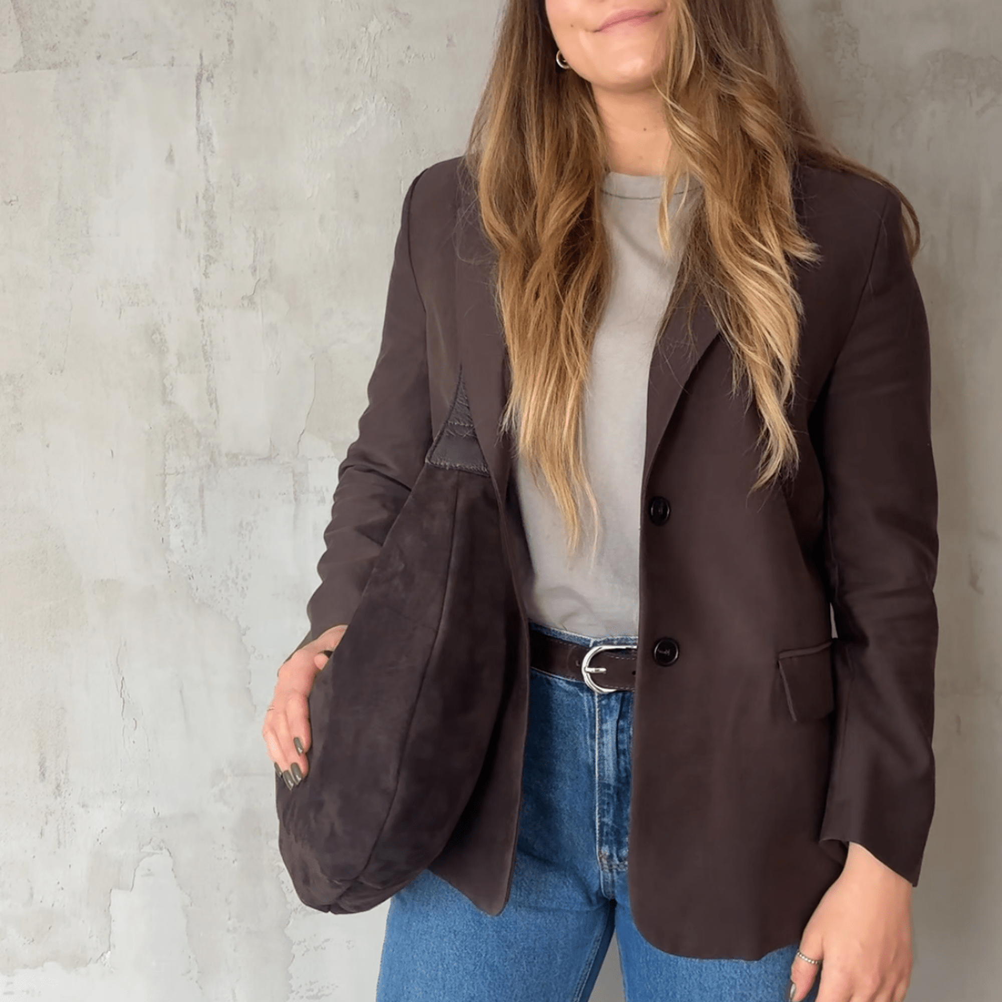 lepelou - leder - Bauchtasche - Wildleder Moon Bag MONA dunkelbraun - LPHMONDBRWL