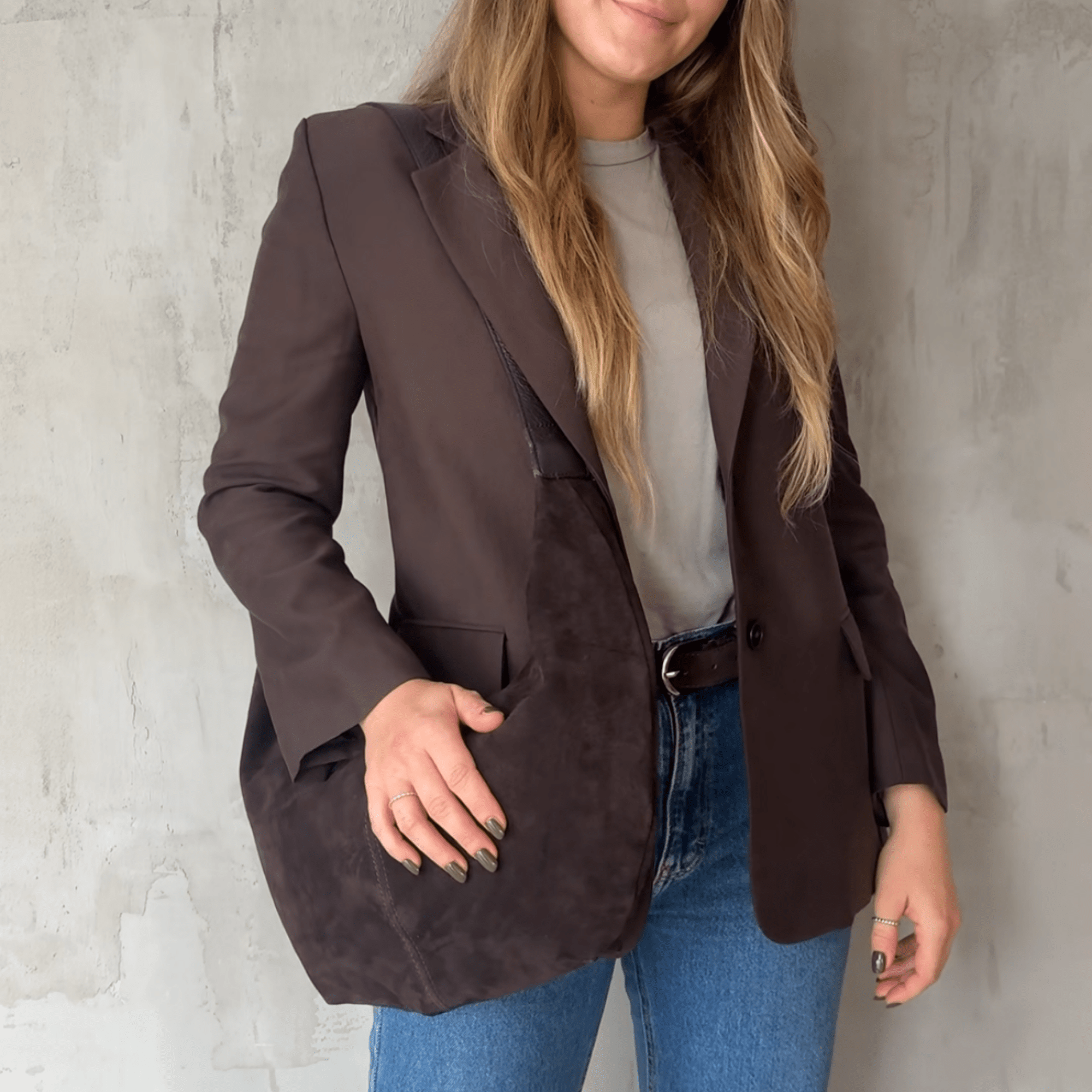 lepelou - leder - Bauchtasche - Wildleder Moon Bag MONA dunkelbraun - LPHMONDBRWL