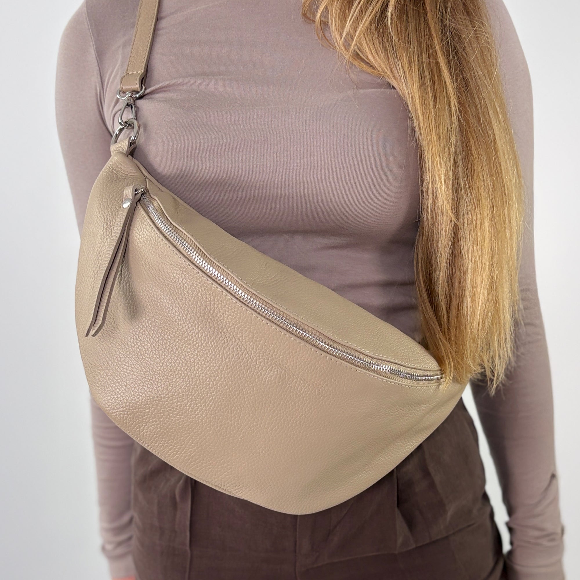 lepelou - leder - Bauchtasche - XL Bauchtasche LARA beige - LPBLARBEIE