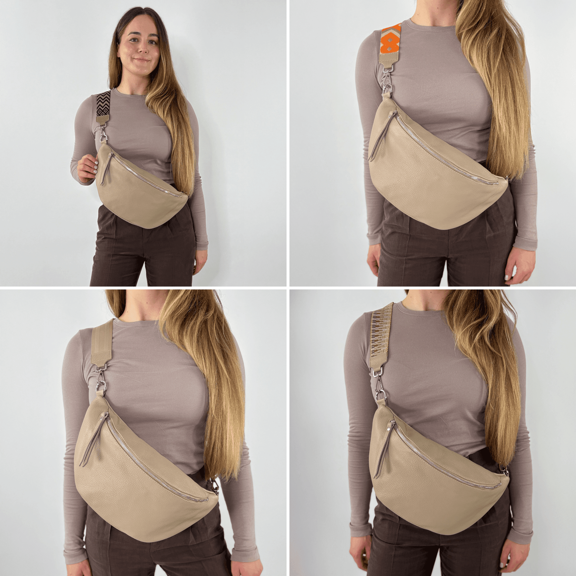 lepelou - leder - Bauchtasche - XL Bauchtasche LARA beige - LPBLARBEIE